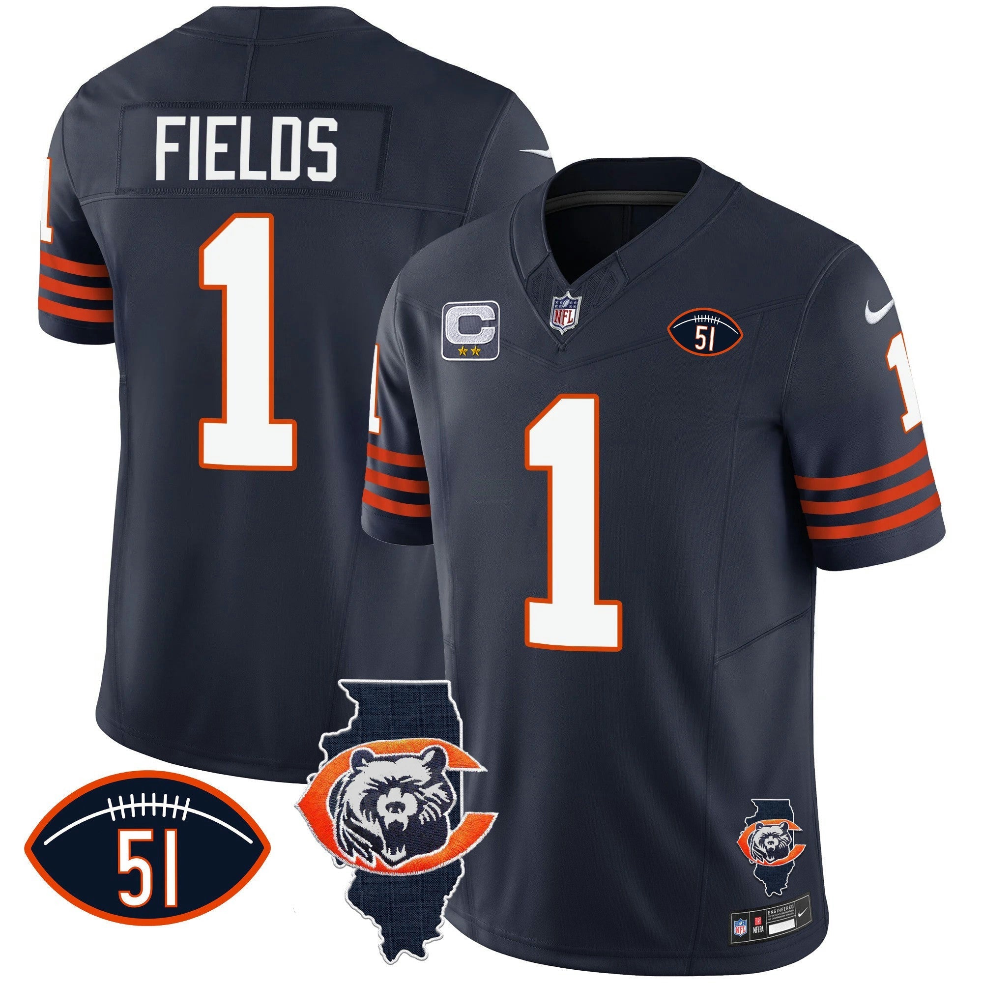 Camisa NFL Men’s Throwback Illinois Patch Vapor Jersey