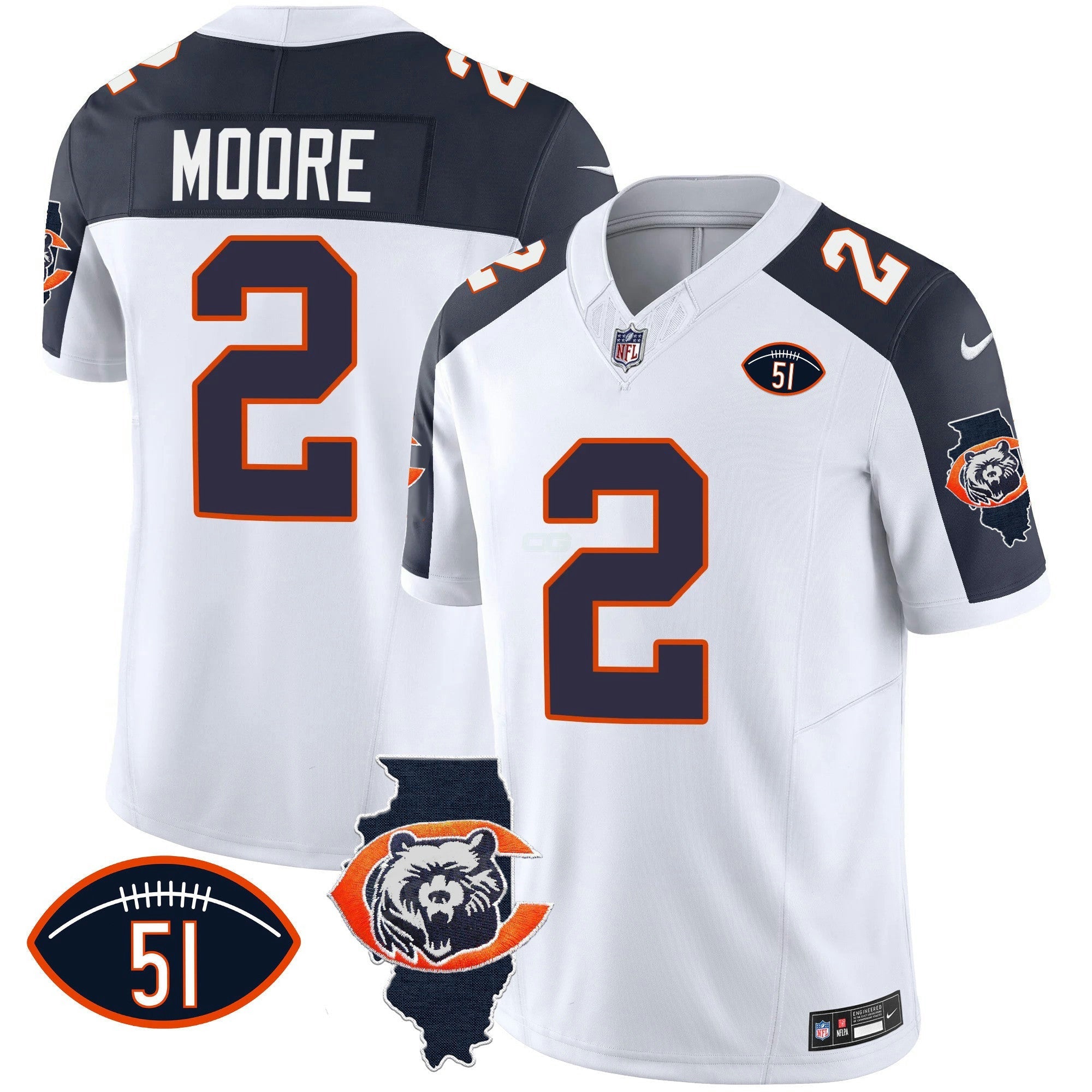 Camisa NFL Men’s Throwback Illinois Patch Vapor Jersey