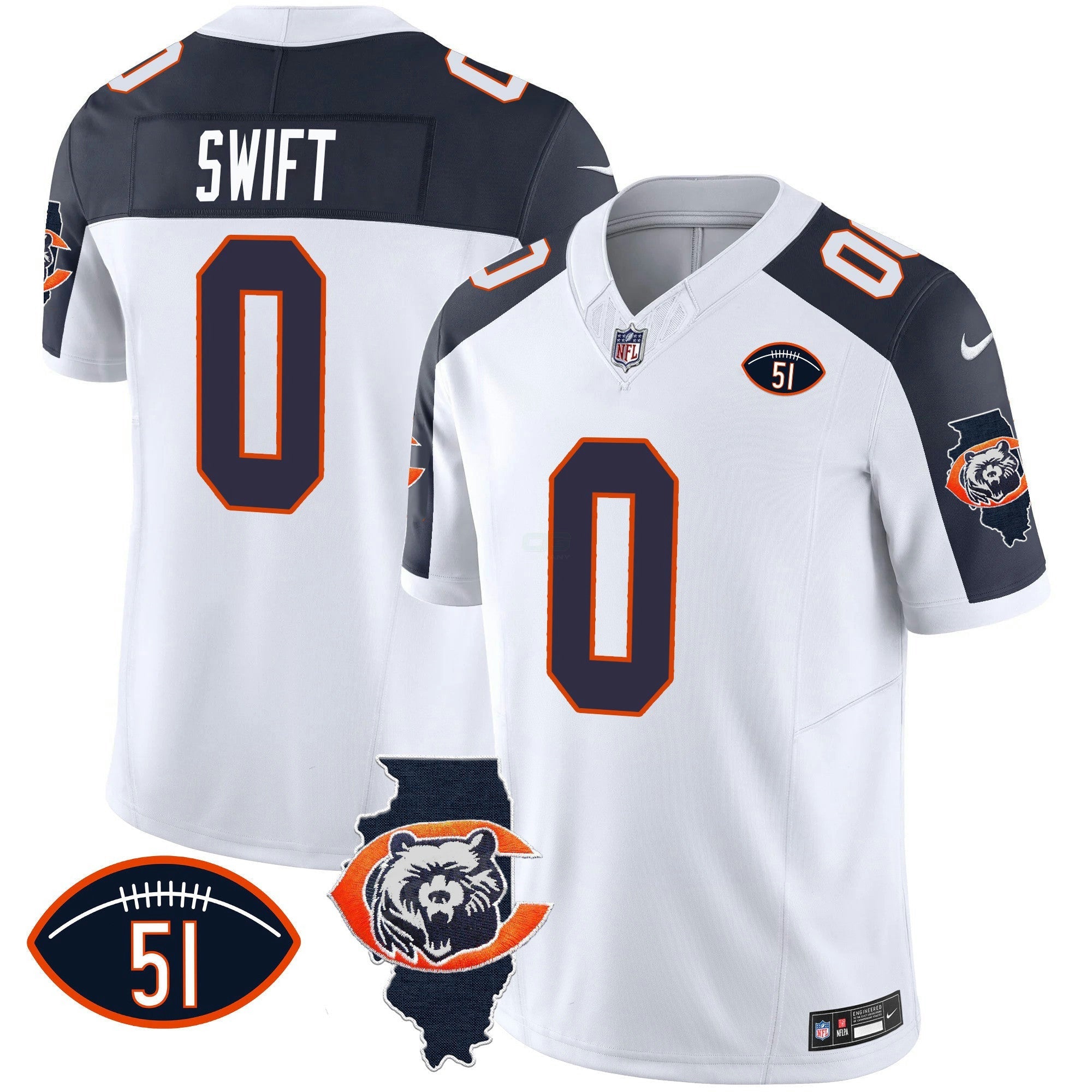 Camisa NFL Men’s Throwback Illinois Patch Vapor Jersey