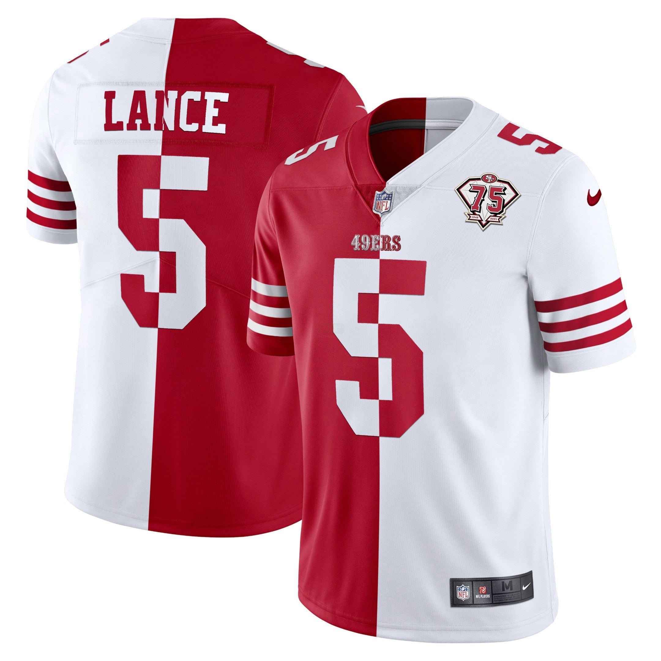 Camisa NFL Men’s Trey Lance 75th Anniversary Patch Dourada & Split