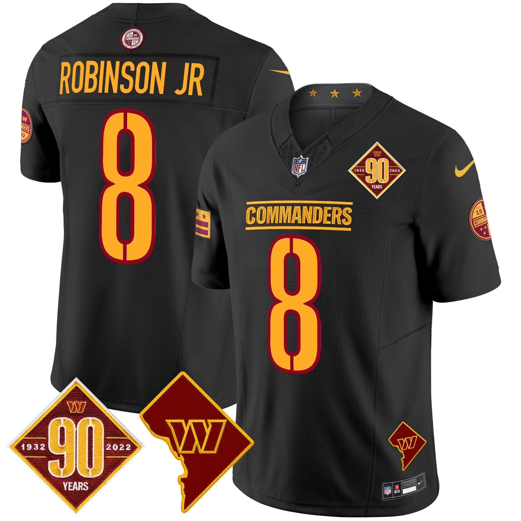 Camisa NFL Men’s Washington 90th Anniversary & Home Patch Vapor Limited Jersey