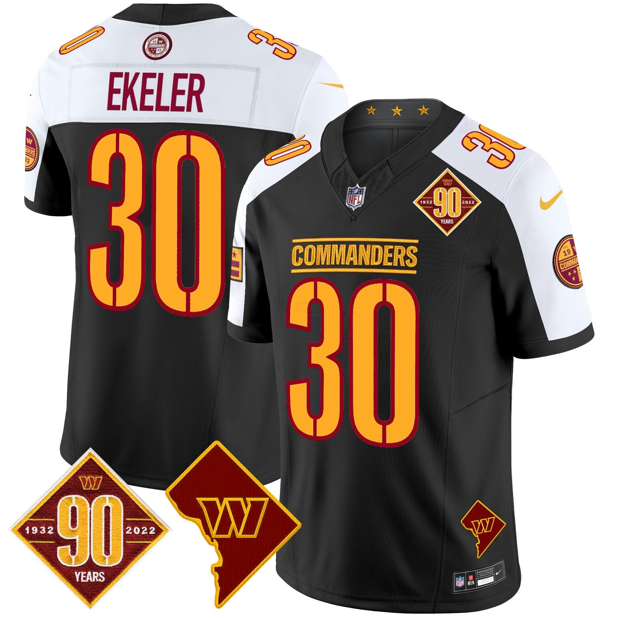 Camisa NFL Men’s Washington 90th Anniversary & Home Patch Vapor Limited Jersey