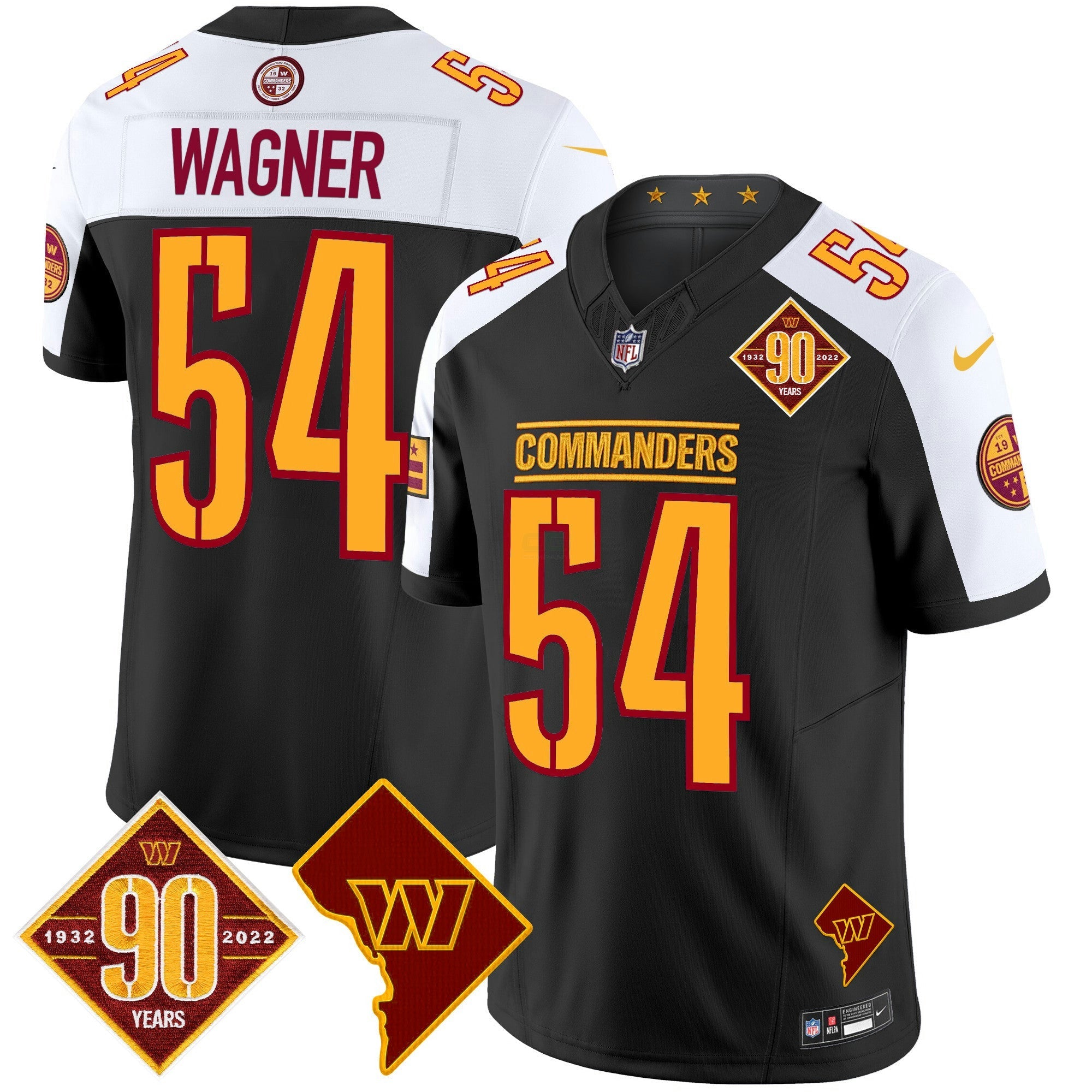 Camisa NFL Men’s Washington 90th Anniversary & Home Patch Vapor Limited Jersey