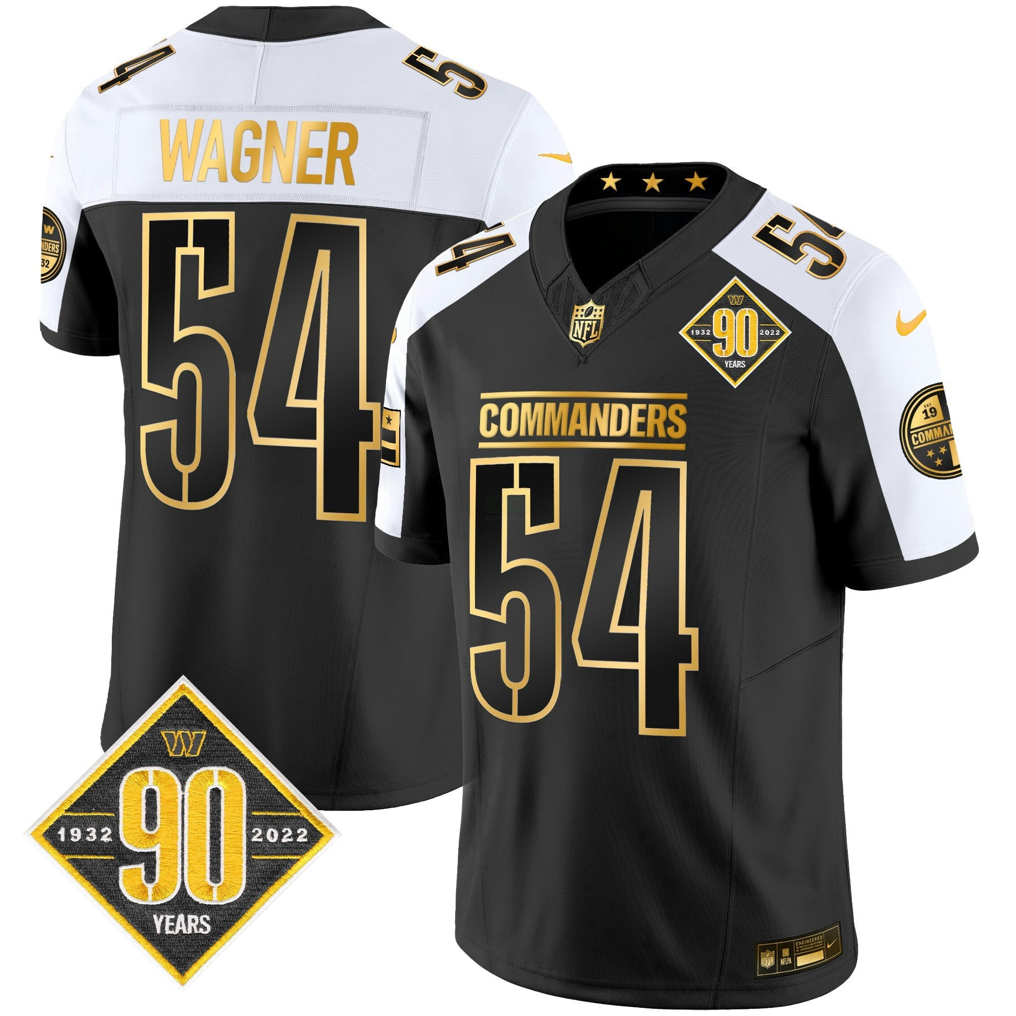 Camisa NFL Men’s Washington 90th Anniversary Patch Dourada Vapor Limited Jersey