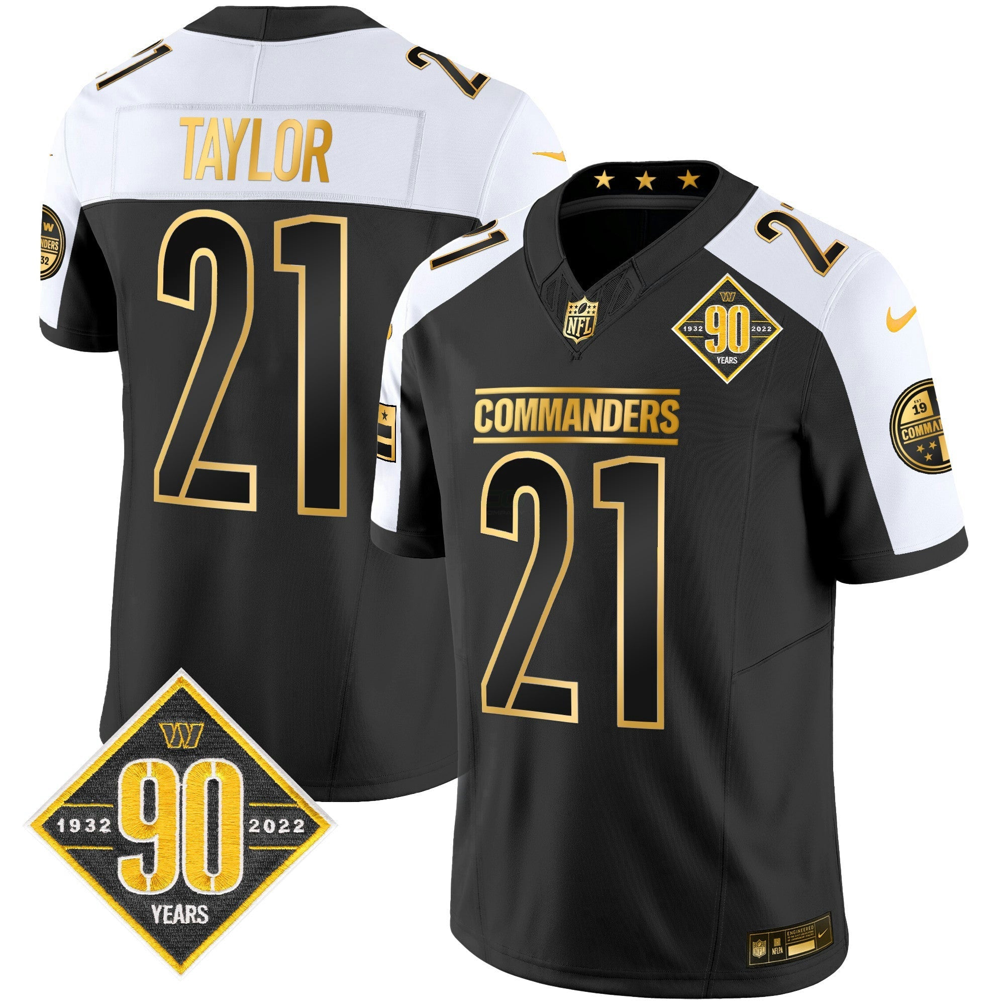 Camisa NFL Men’s Washington 90th Anniversary Patch Dourada Vapor Limited Jersey