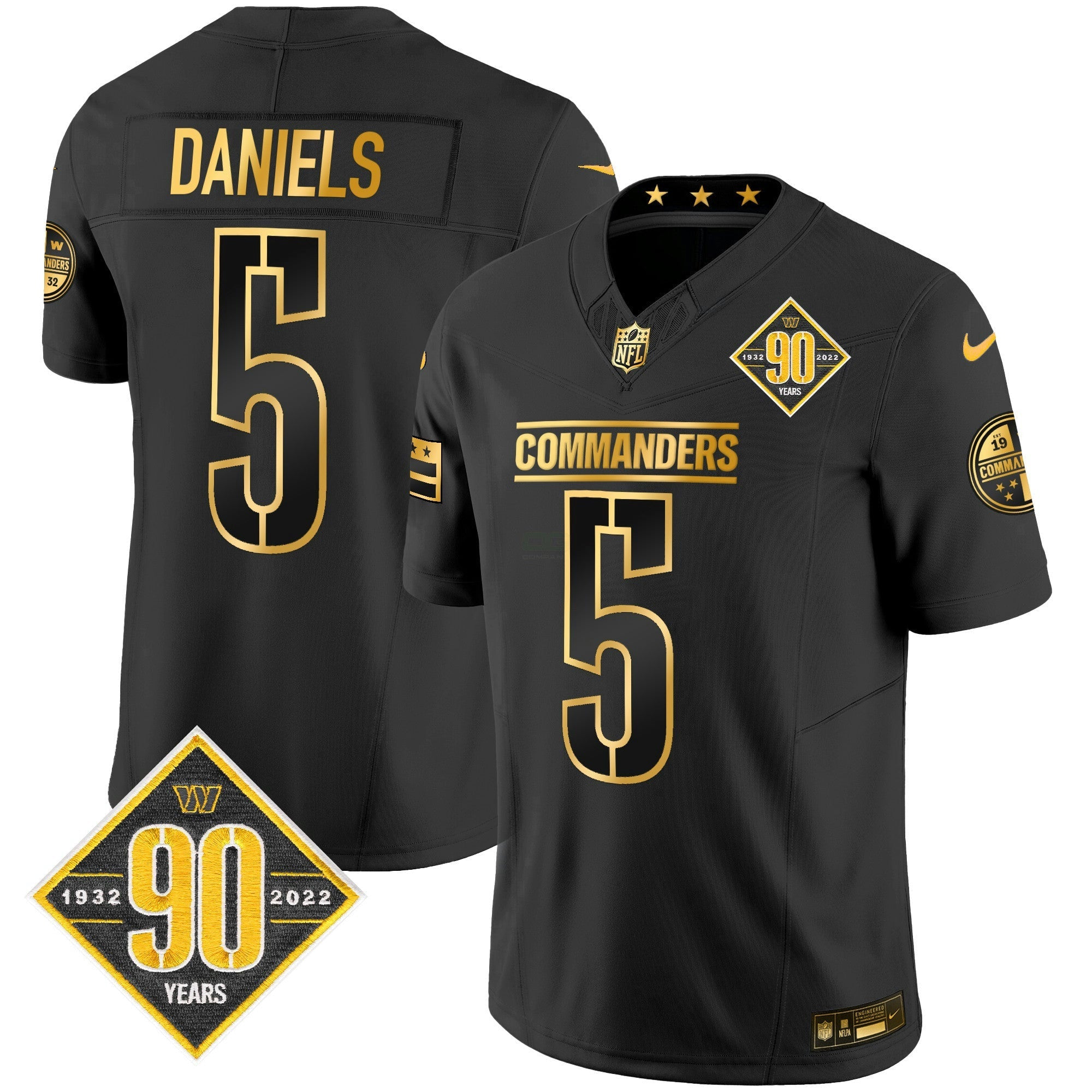 Camisa NFL Men’s Washington 90th Anniversary Patch Dourada Vapor Limited Jersey