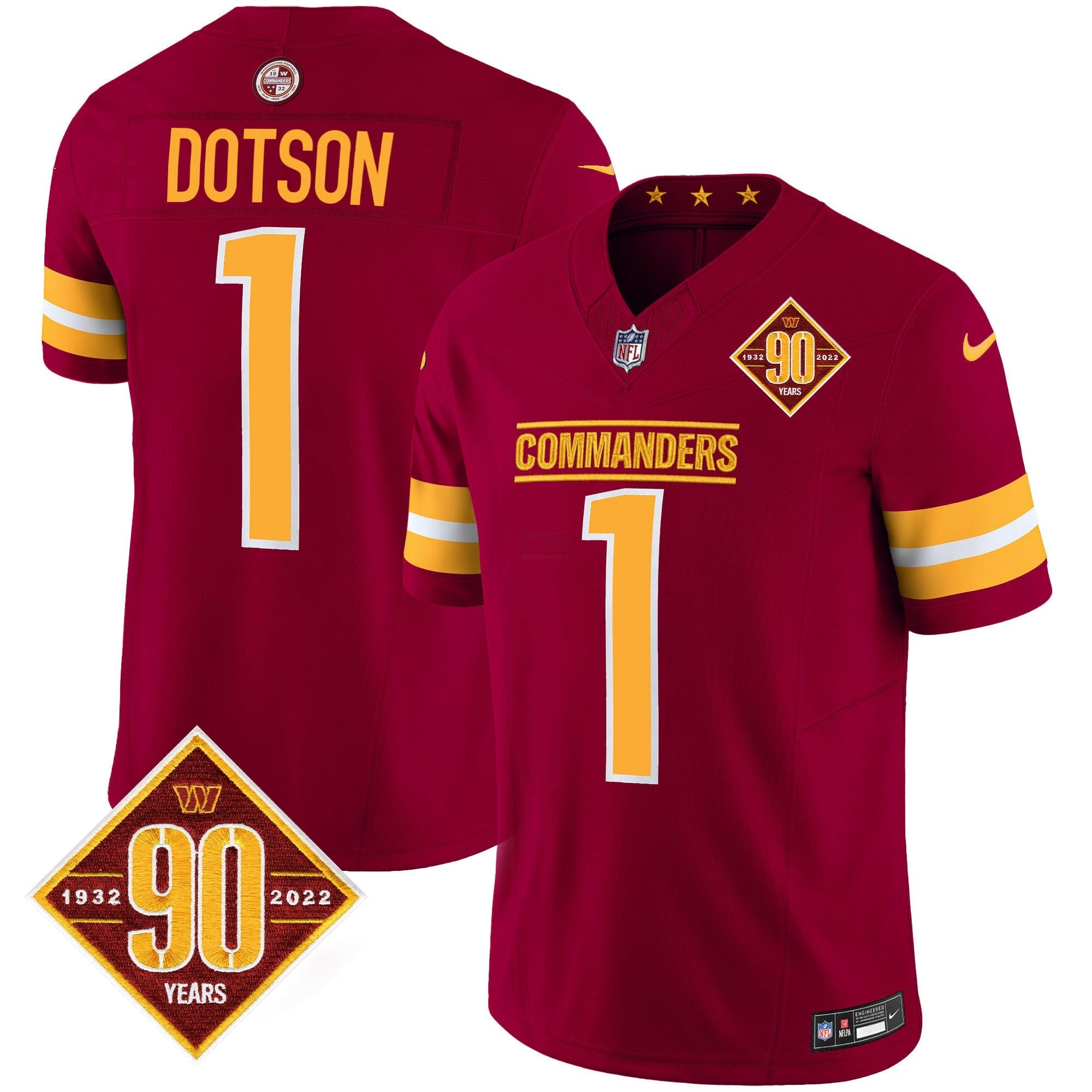Camisa NFL Men’s Washington 90th Anniversary Patch Vapor Jersey V2