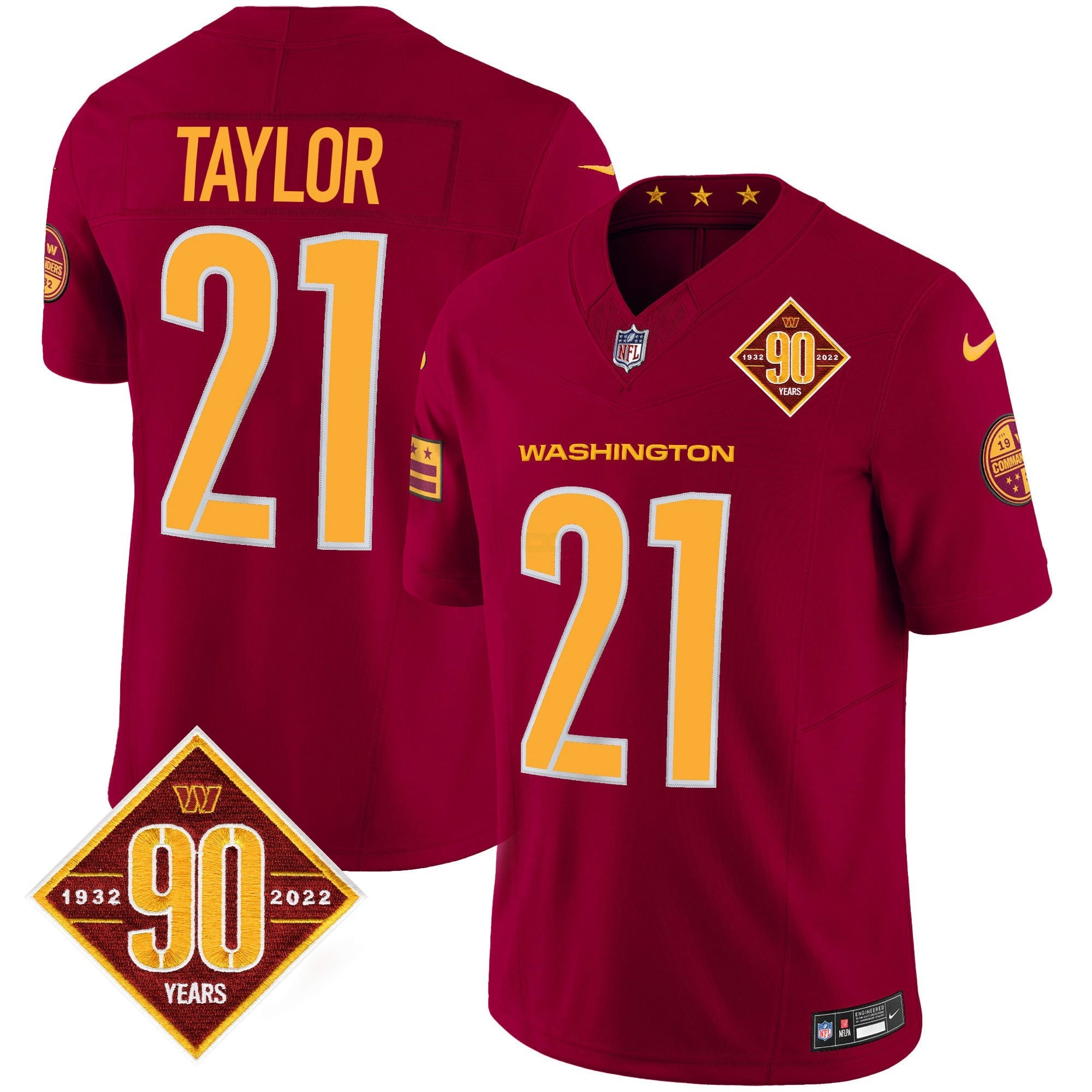 Camisa NFL Men’s Washington 90th Anniversary Patch Vapor Jersey V3