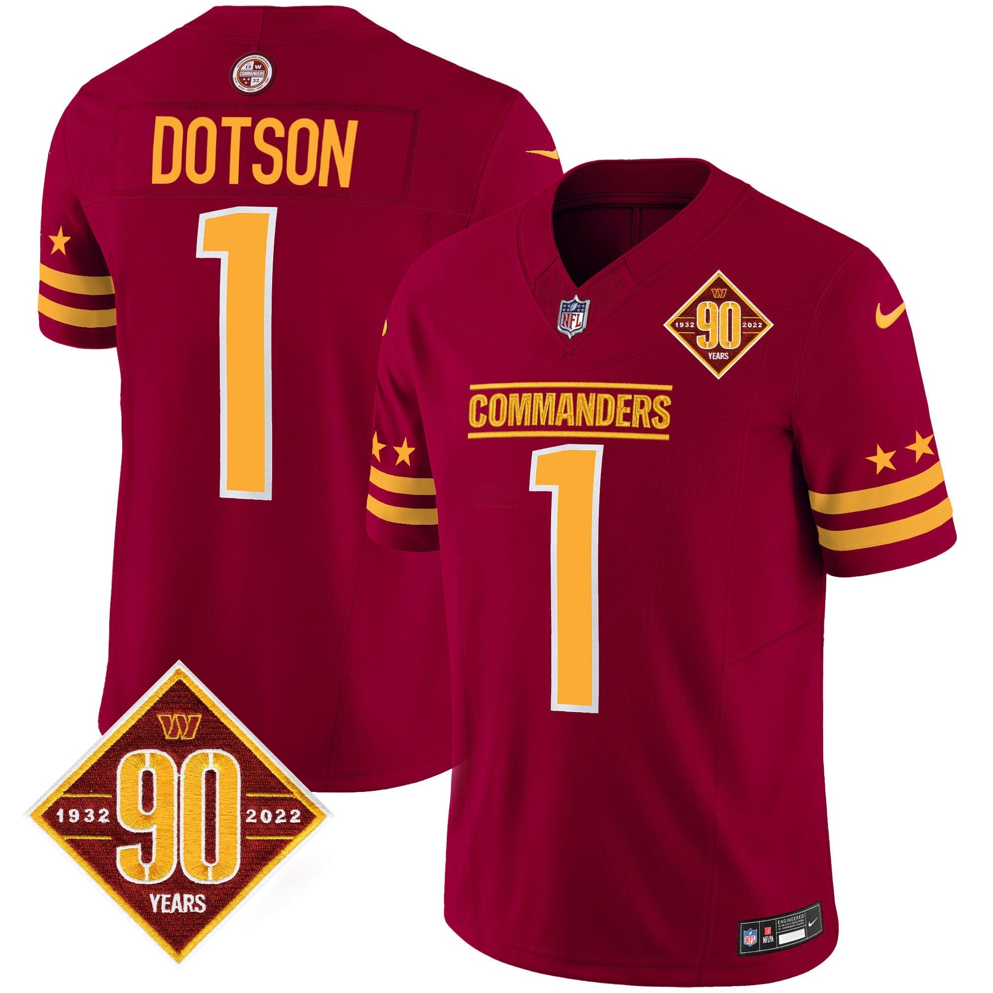 Camisa NFL Men’s Washington 90th Anniversary Patch Vapor Limited Jersey