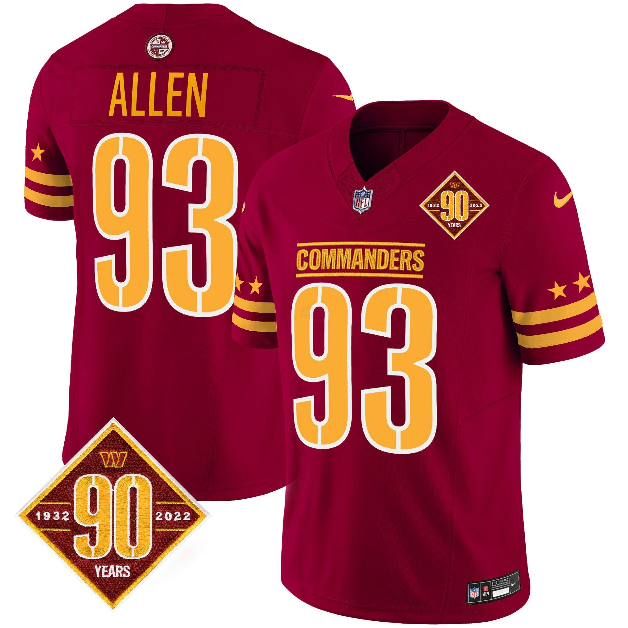 Camisa NFL Men’s Washington 90th Anniversary Patch Vapor Limited Jersey