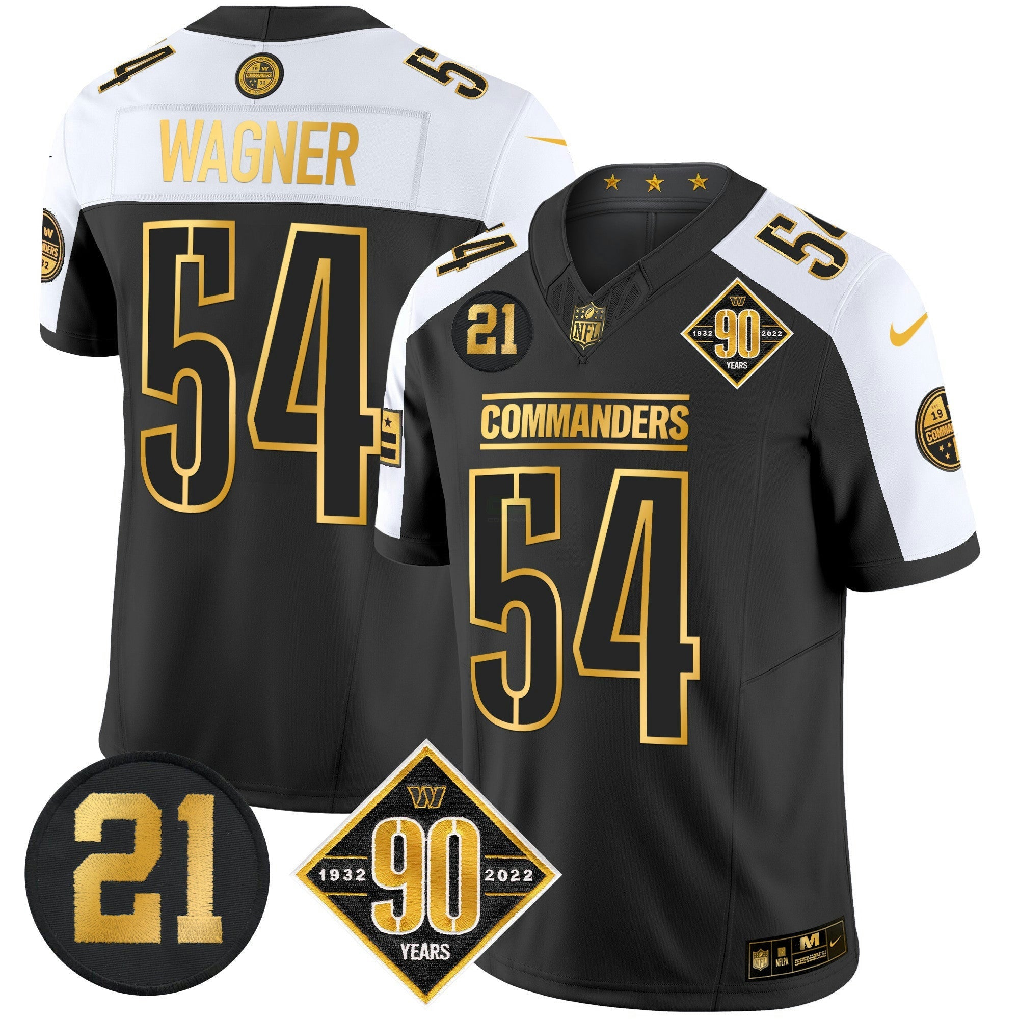 Camisa NFL Men’s Washington 90th & Sean Taylor Patch Dourada Vapor Limited Jersey