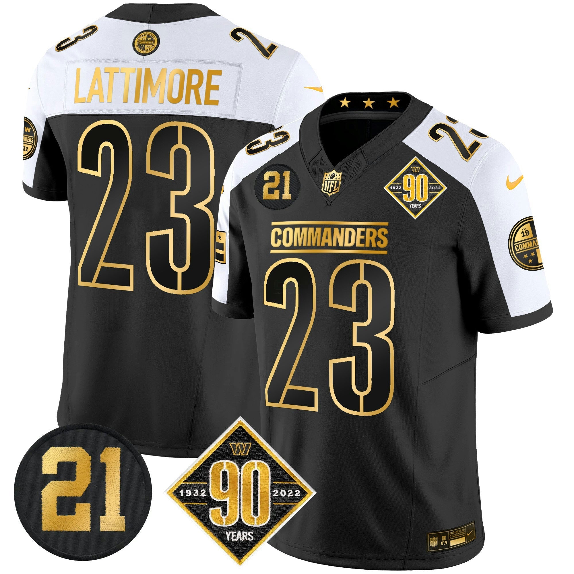 Camisa NFL Men’s Washington 90th & Sean Taylor Patch Dourada Vapor Limited Jersey