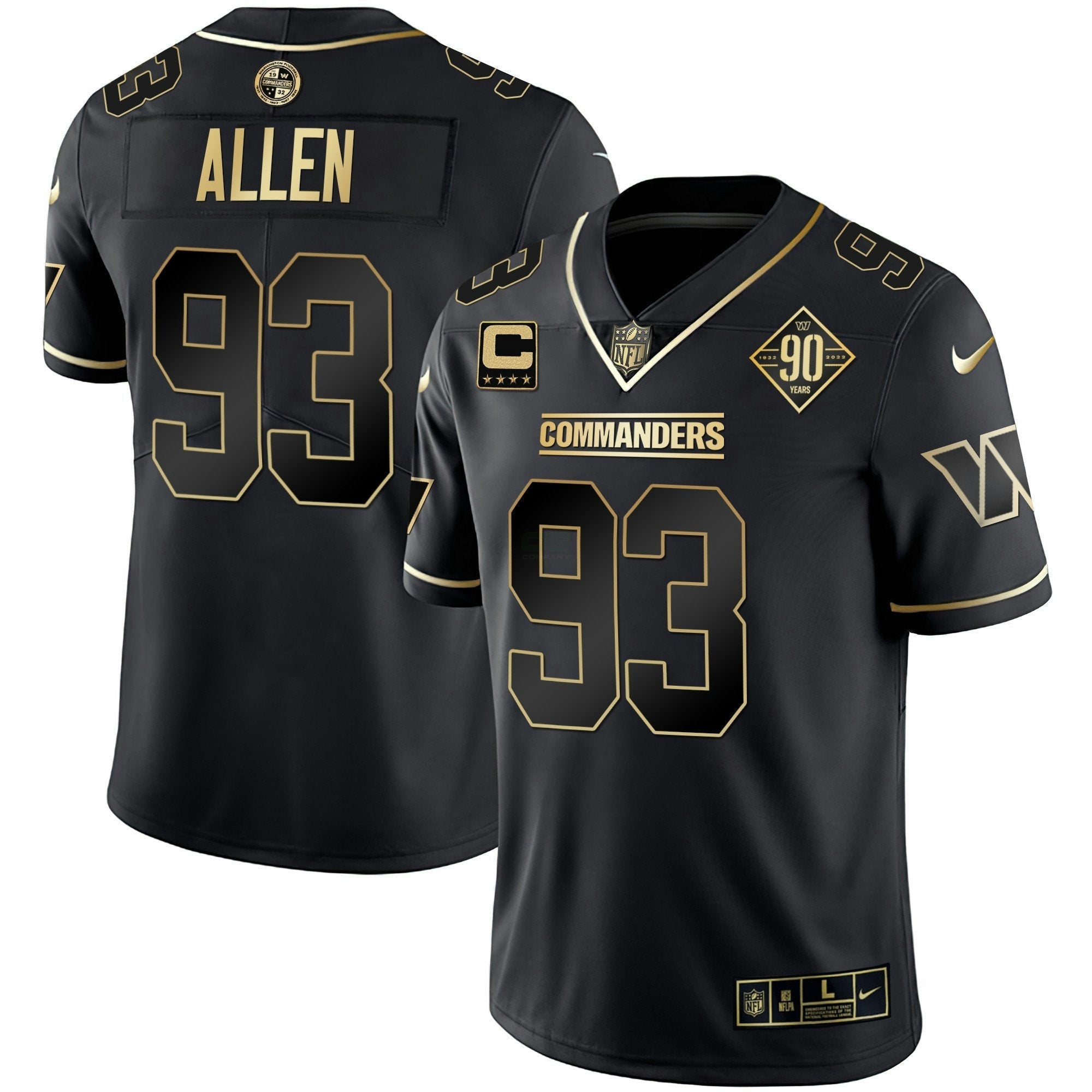 Camisa NFL Men’s Washington Branca Dourada & Preta Dourada Vapor Limited Jersey