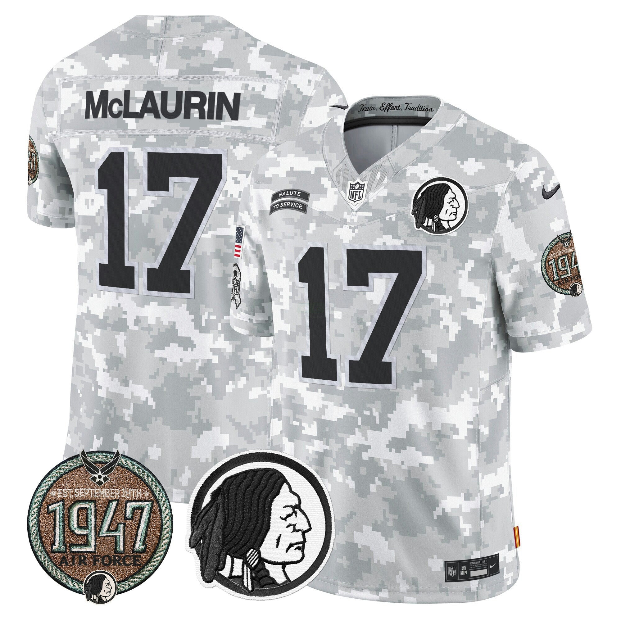 Camisa NFL Men’s Washington Redskins 2024 Salute to Service Establishment Year Patch Vapor Limited Jersey