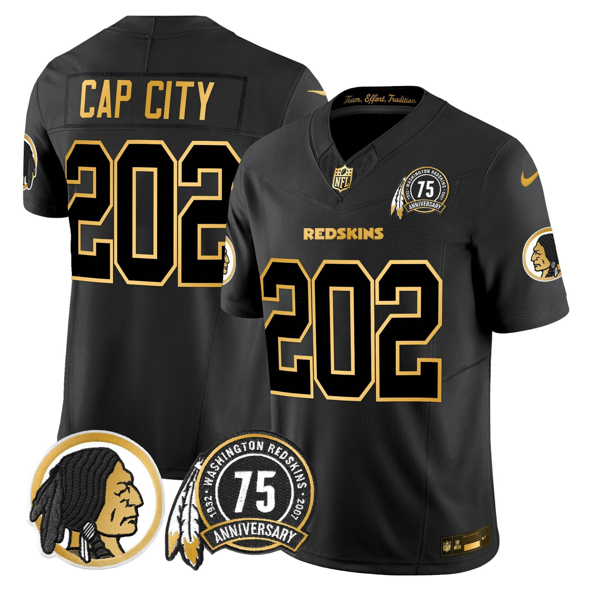 Camisa NFL Men’s Washington Redskins 75th Patch Throwback Dourada Vapor Limited Jersey
