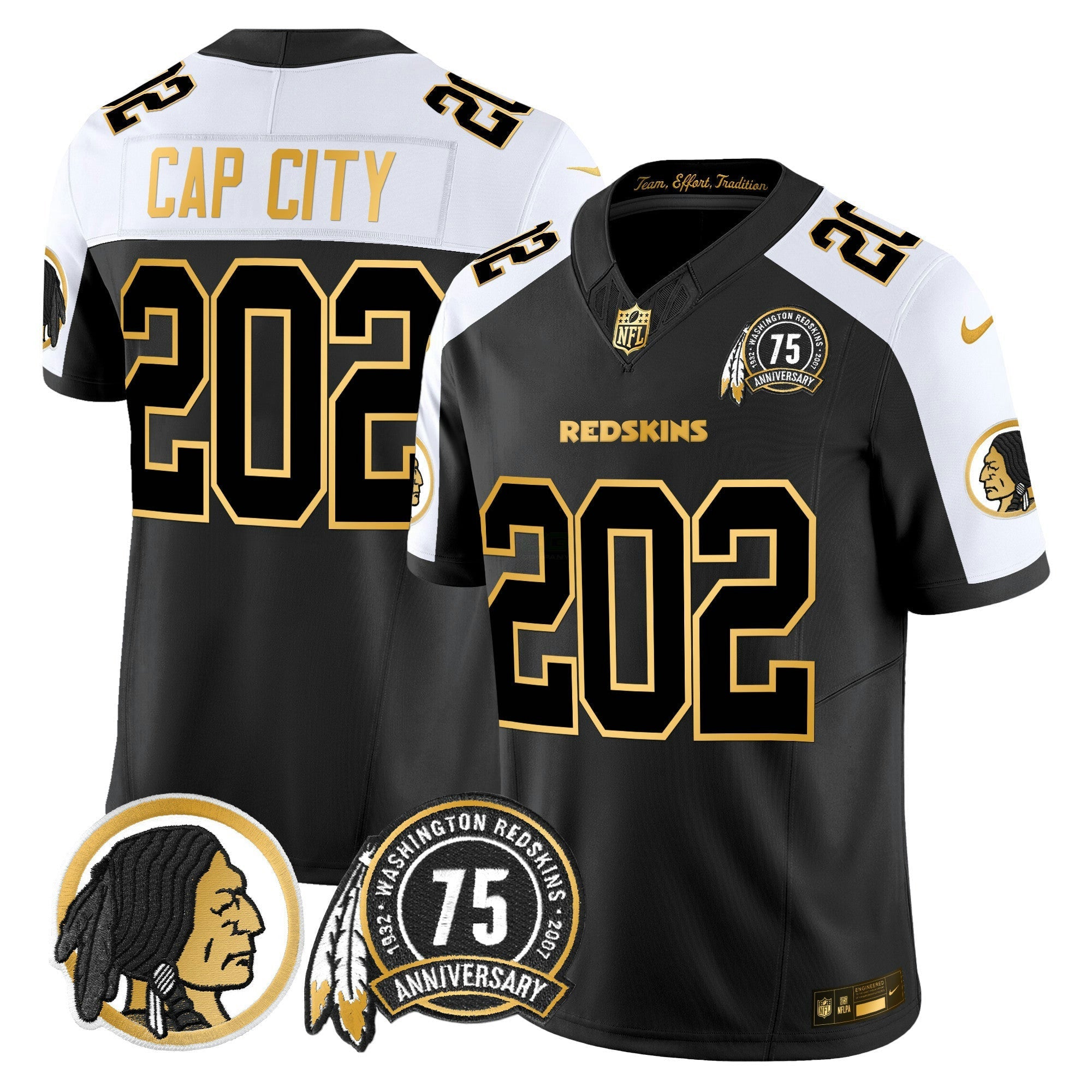 Camisa NFL Men’s Washington Redskins 75th Patch Throwback Dourada Vapor Limited Jersey