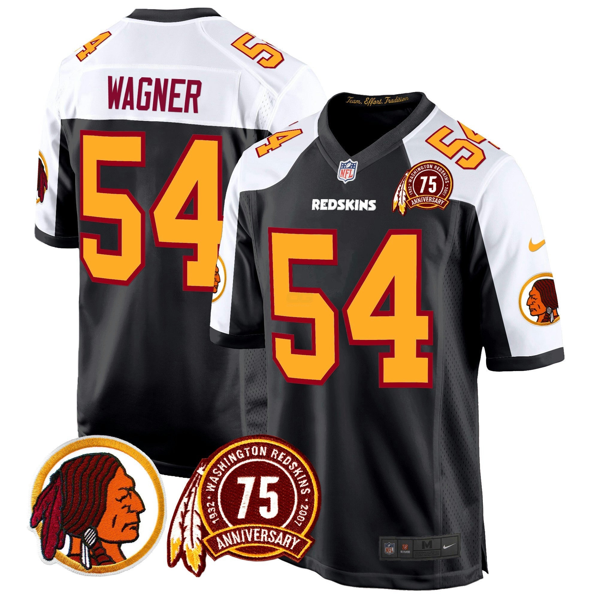 Camisa NFL Men’s Washington Redskins 75th Patch Throwback Game Jersey