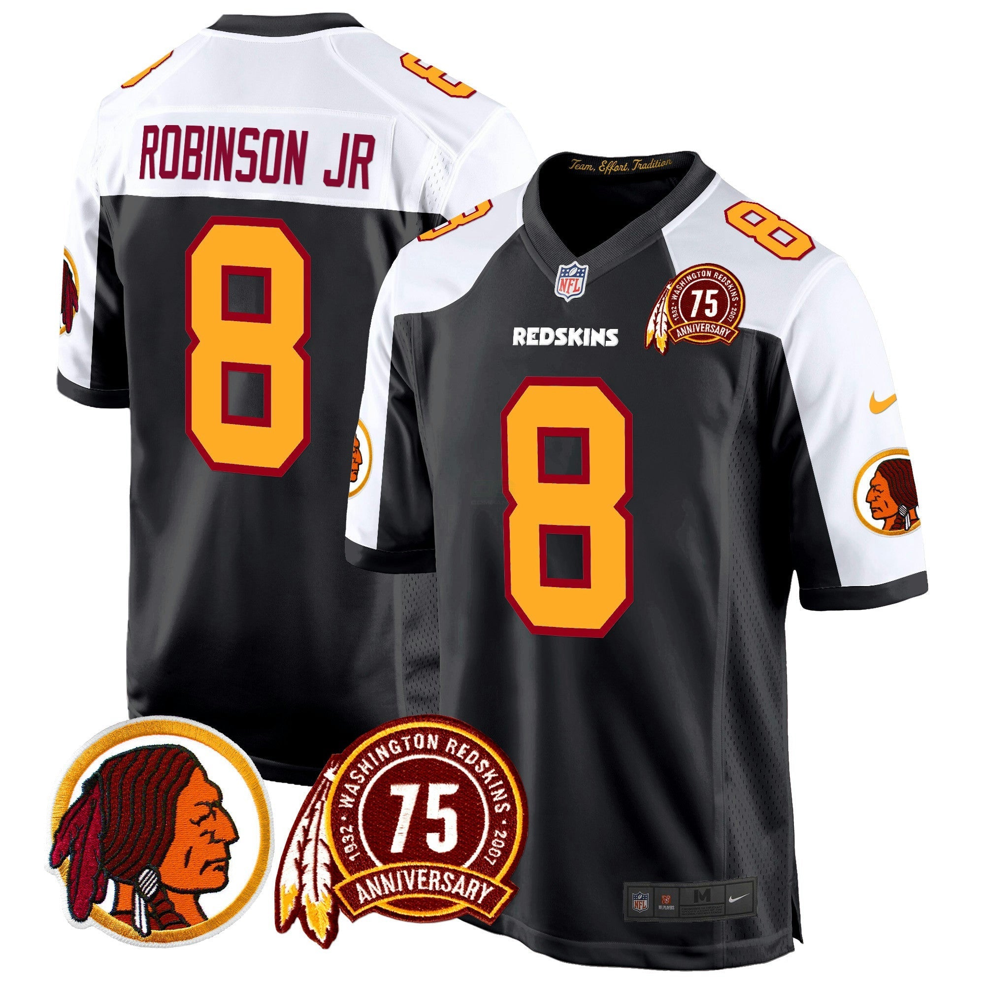 Camisa NFL Men’s Washington Redskins 75th Patch Throwback Game Jersey