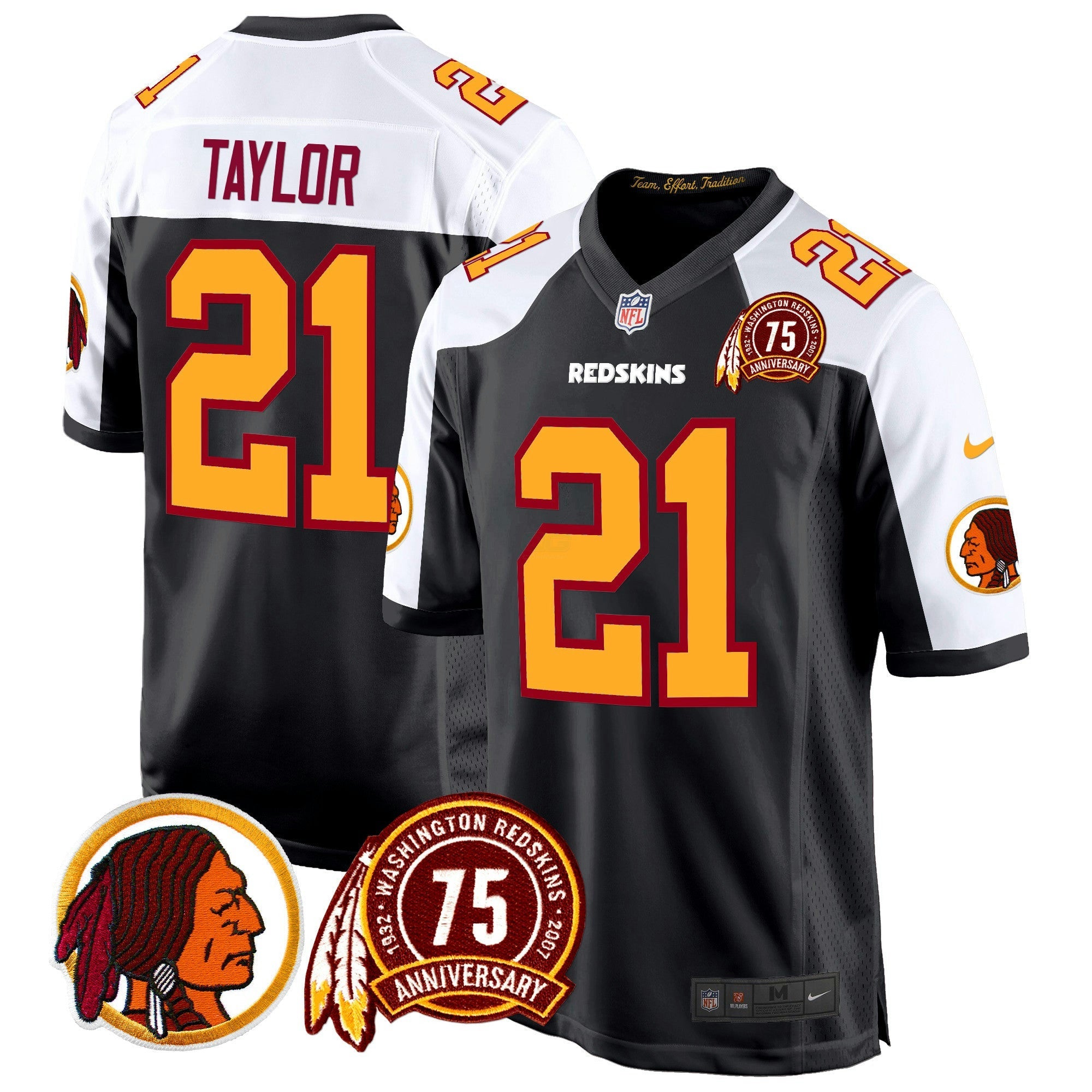 Camisa NFL Men’s Washington Redskins 75th Patch Throwback Game Jersey