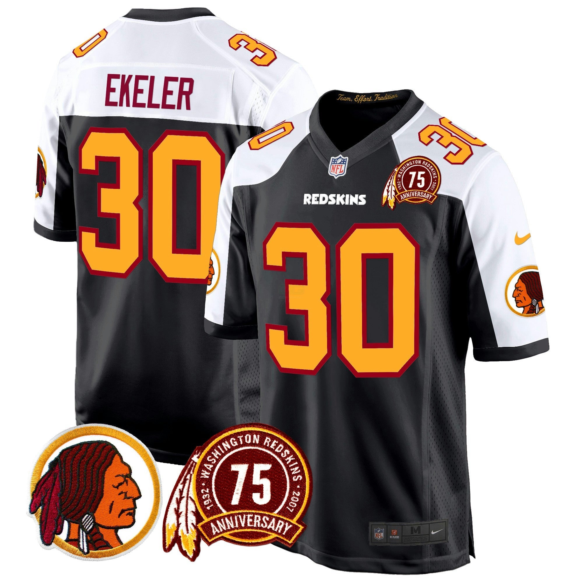 Camisa NFL Men’s Washington Redskins 75th Patch Throwback Game Jersey