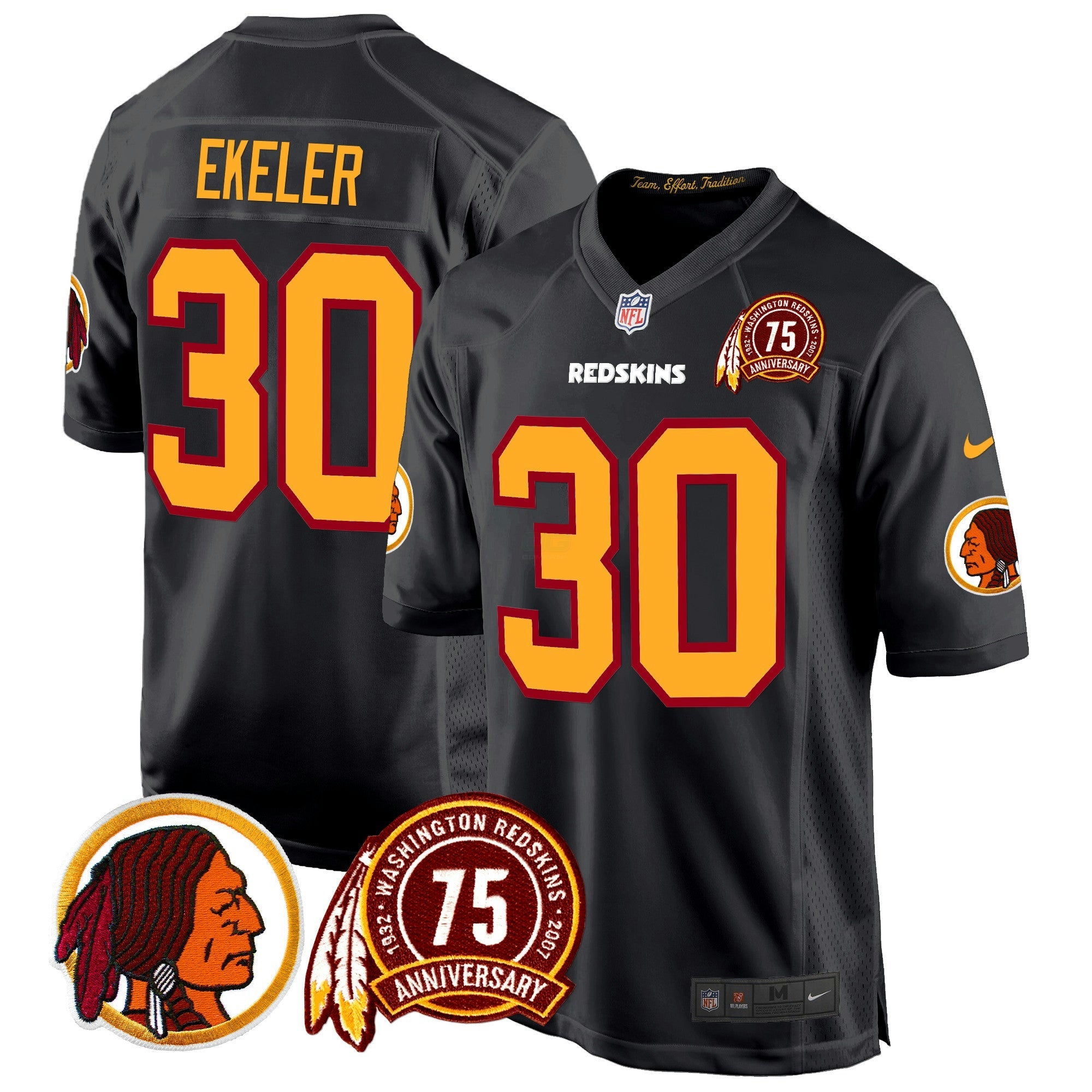 Camisa NFL Men’s Washington Redskins 75th Patch Throwback Game Jersey