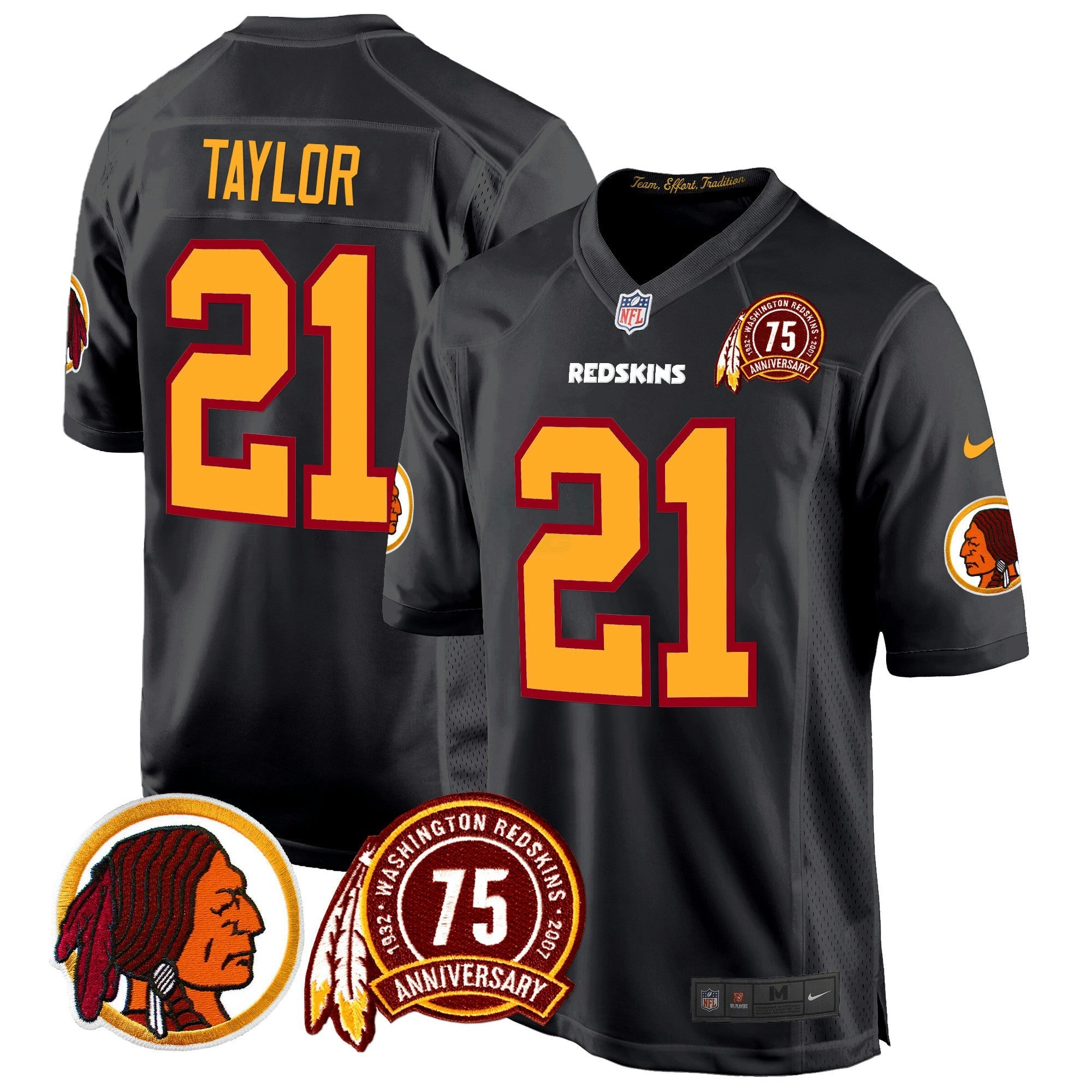 Camisa NFL Men’s Washington Redskins 75th Patch Throwback Game Jersey