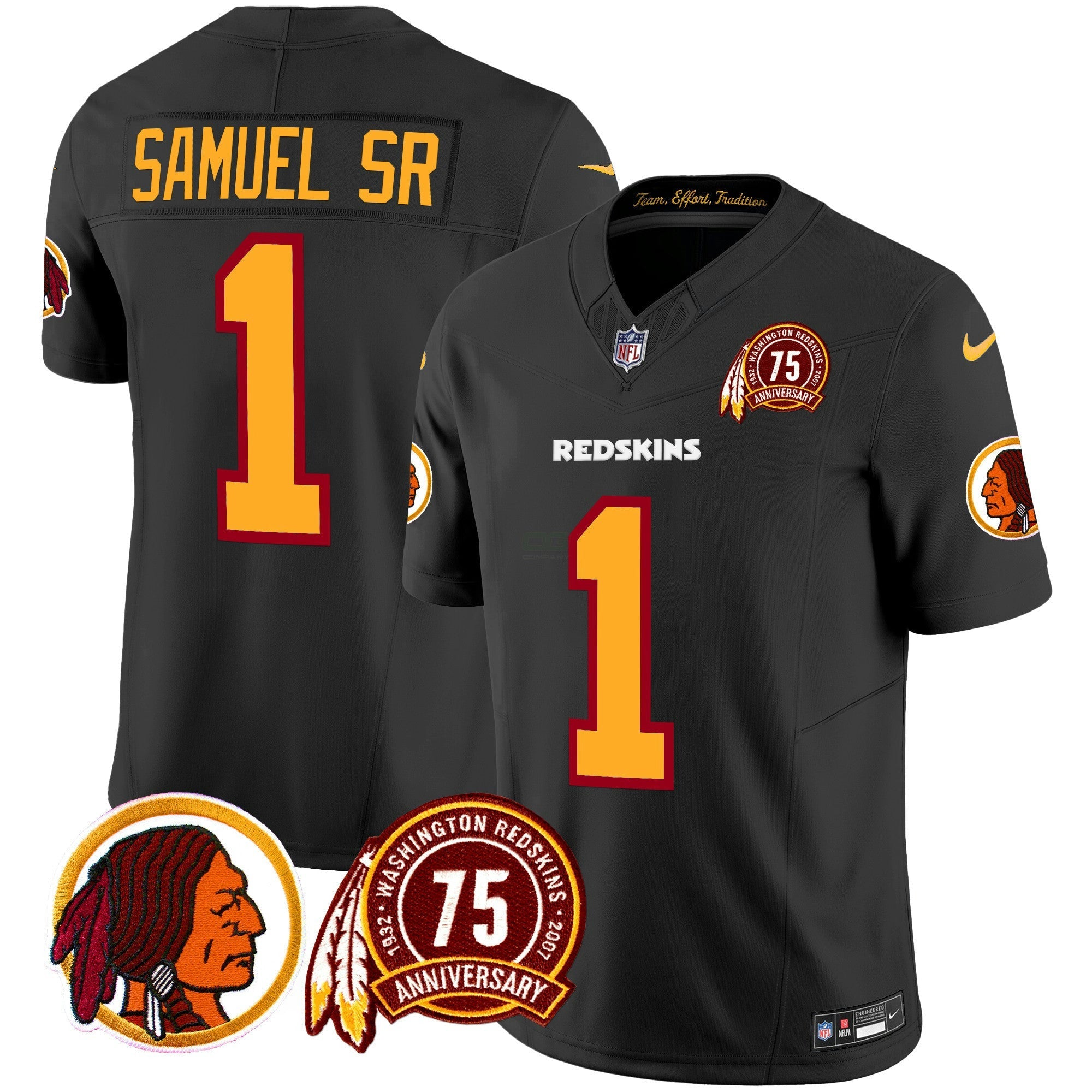 Camisa NFL Men’s Washington Redskins 75th Patch Throwback Vapor Limited Jersey