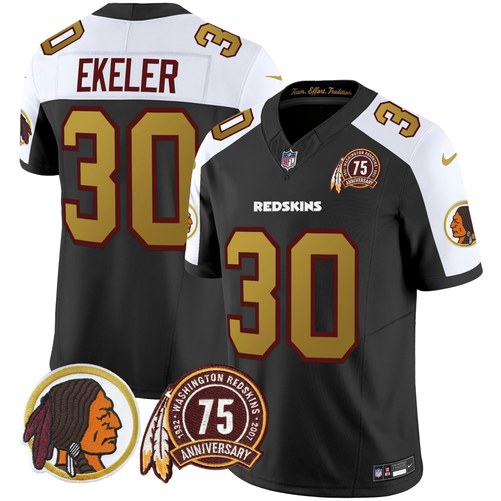 Camisa NFL Men’s Washington Redskins 75th Patch Throwback Vapor Limited Jersey V2
