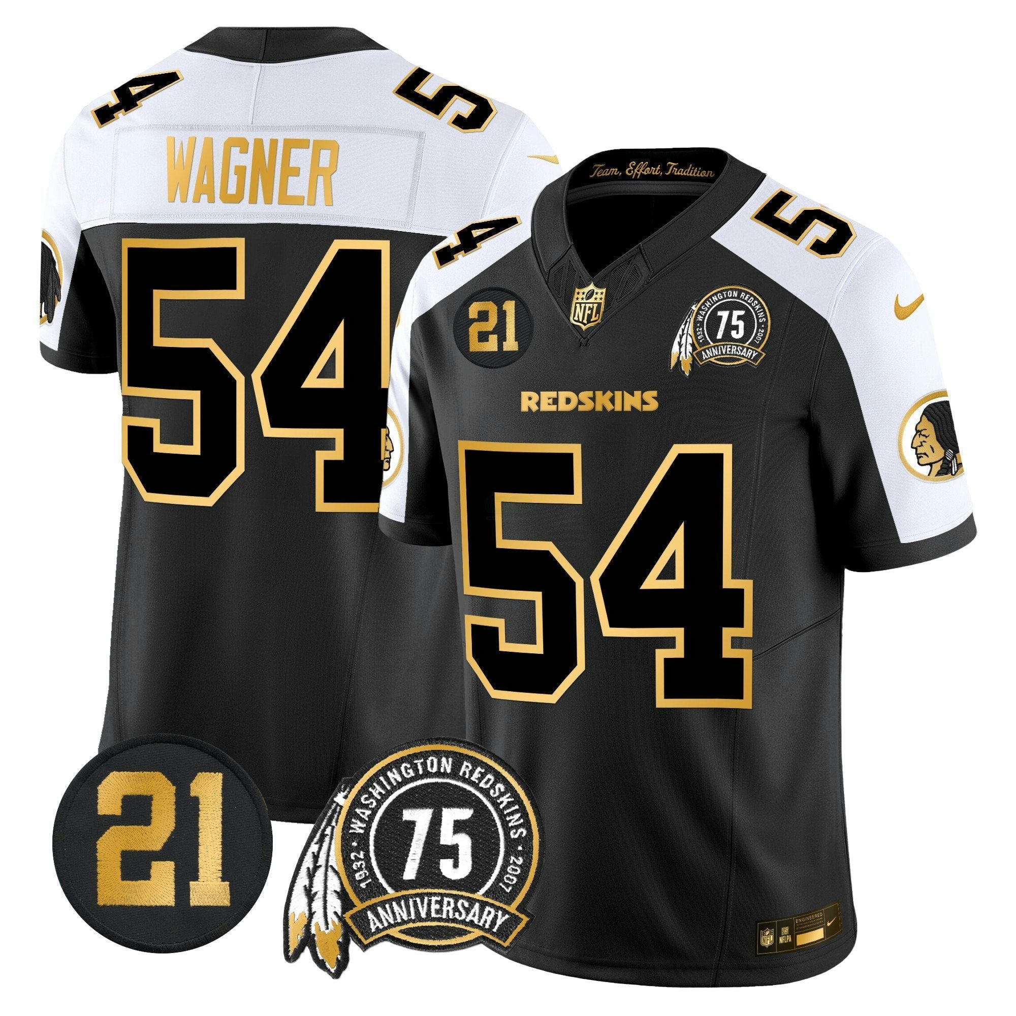 Camisa NFL Men’s Washington Redskins 75th & Sean Taylor Patch Dourada Vapor Limited Jersey