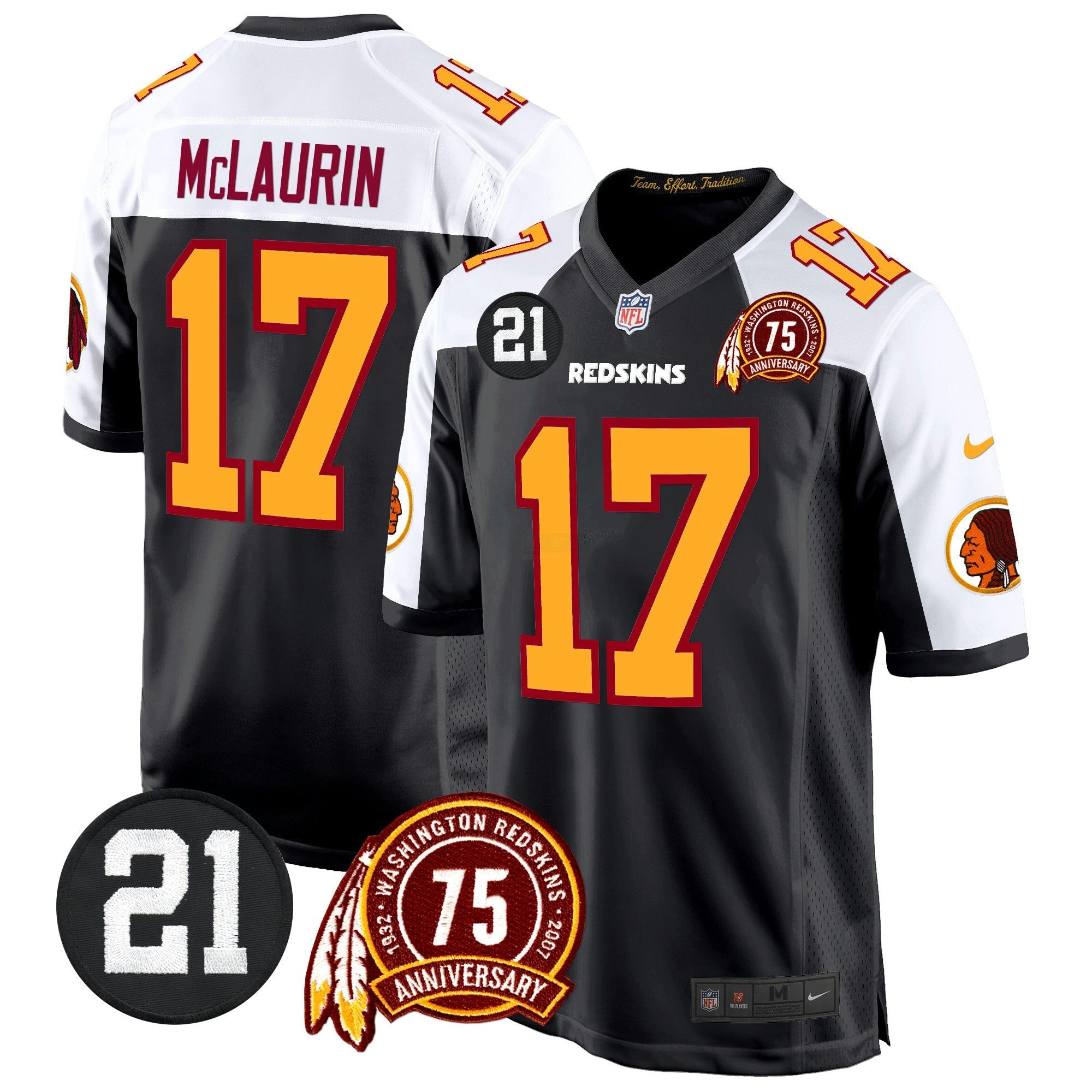 Camisa NFL Men’s Washington Redskins 75th & Sean Taylor Patch Game Jersey