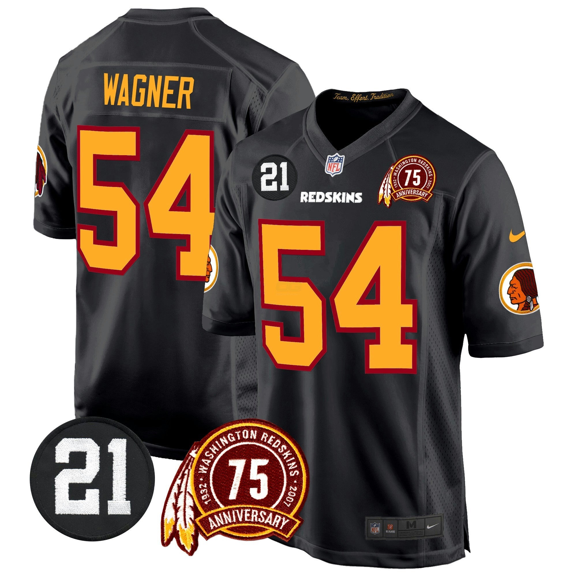 Camisa NFL Men’s Washington Redskins 75th & Sean Taylor Patch Game Jersey