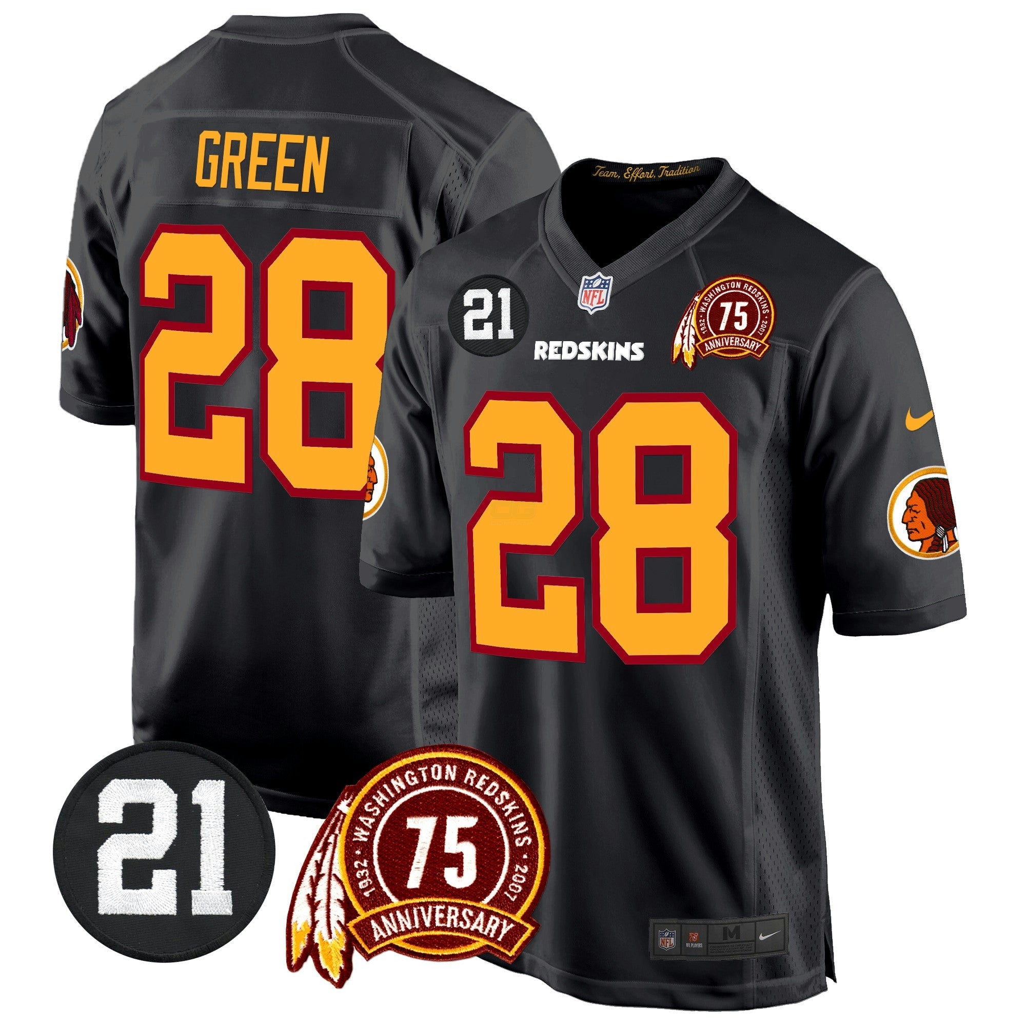 Camisa NFL Men’s Washington Redskins 75th & Sean Taylor Patch Game Jersey