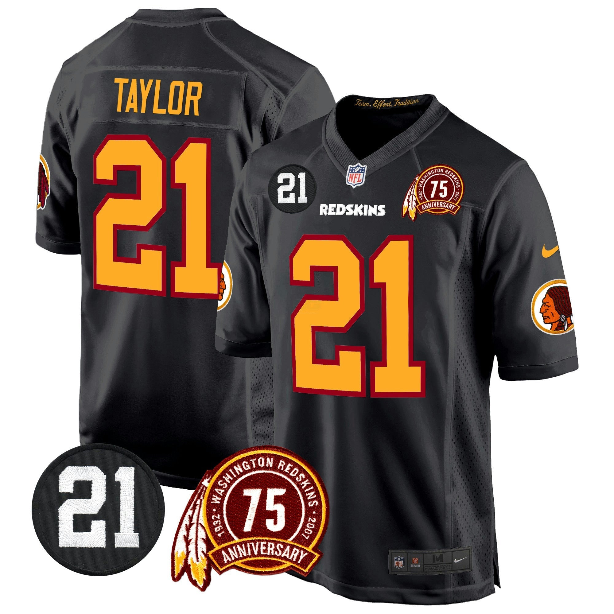 Camisa NFL Men’s Washington Redskins 75th & Sean Taylor Patch Game Jersey
