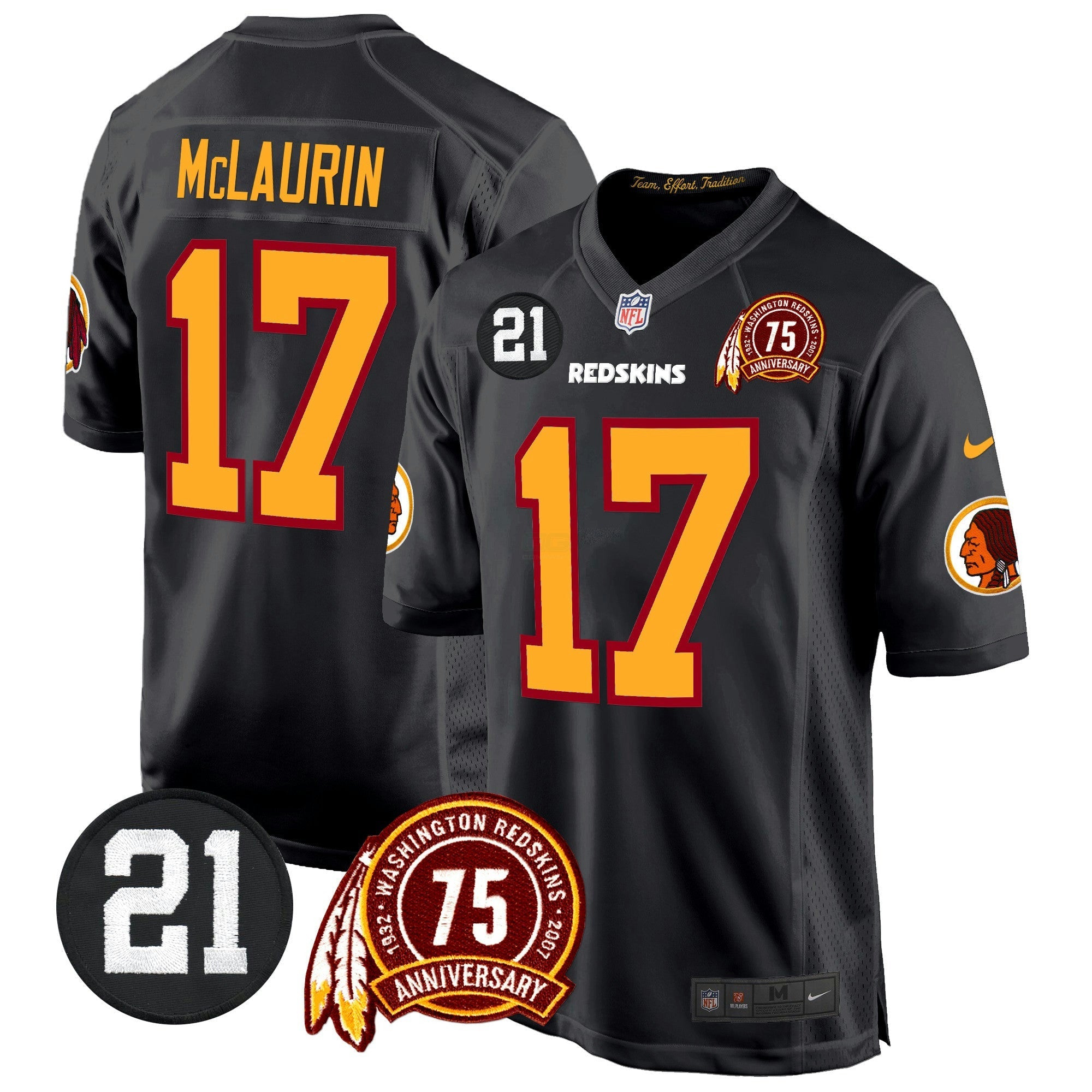 Camisa NFL Men’s Washington Redskins 75th & Sean Taylor Patch Game Jersey