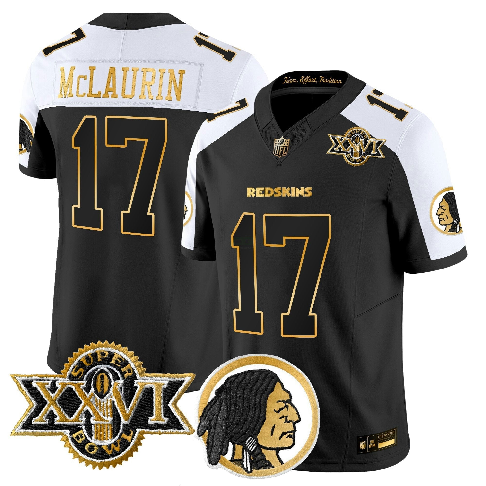 Camisa NFL Men’s Washington Redskins Throwback 1992 Super Bowl XXVI Patch Dourada Vapor Limited Jersey