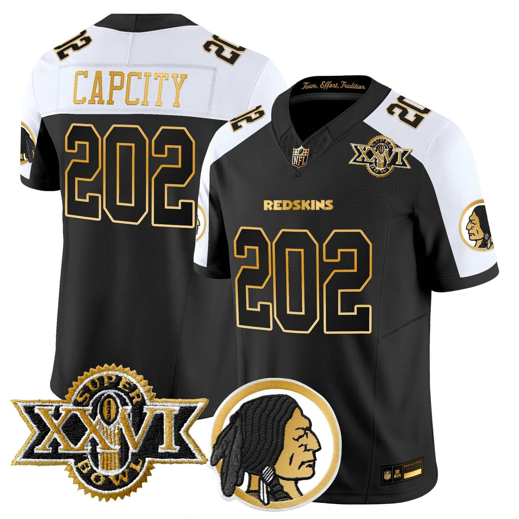 Camisa NFL Men’s Washington Redskins Throwback 1992 Super Bowl XXVI Patch Dourada Vapor Limited Jersey