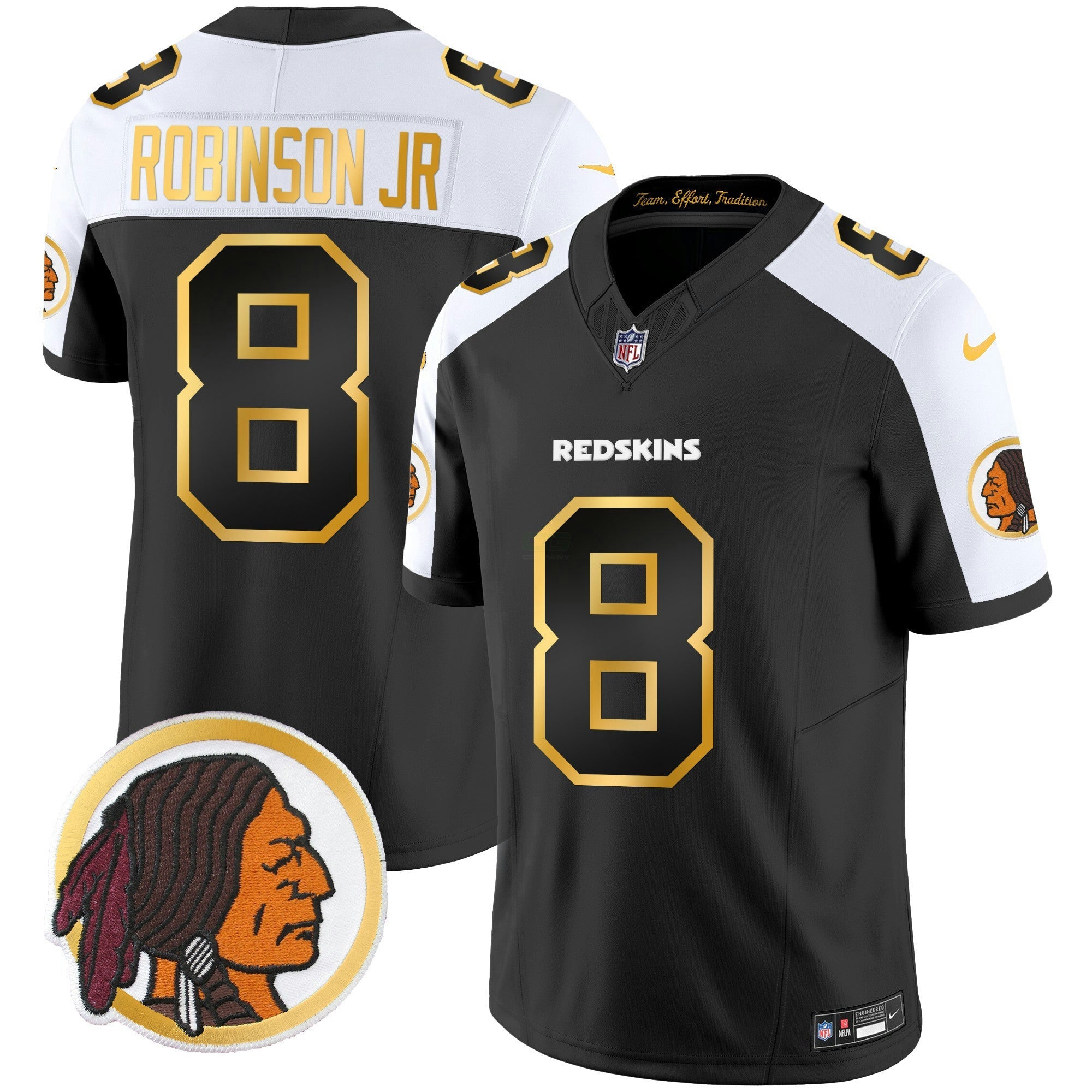 Camisa NFL Men’s Washington Redskins Throwback Vapor Dourada Trim Jersey