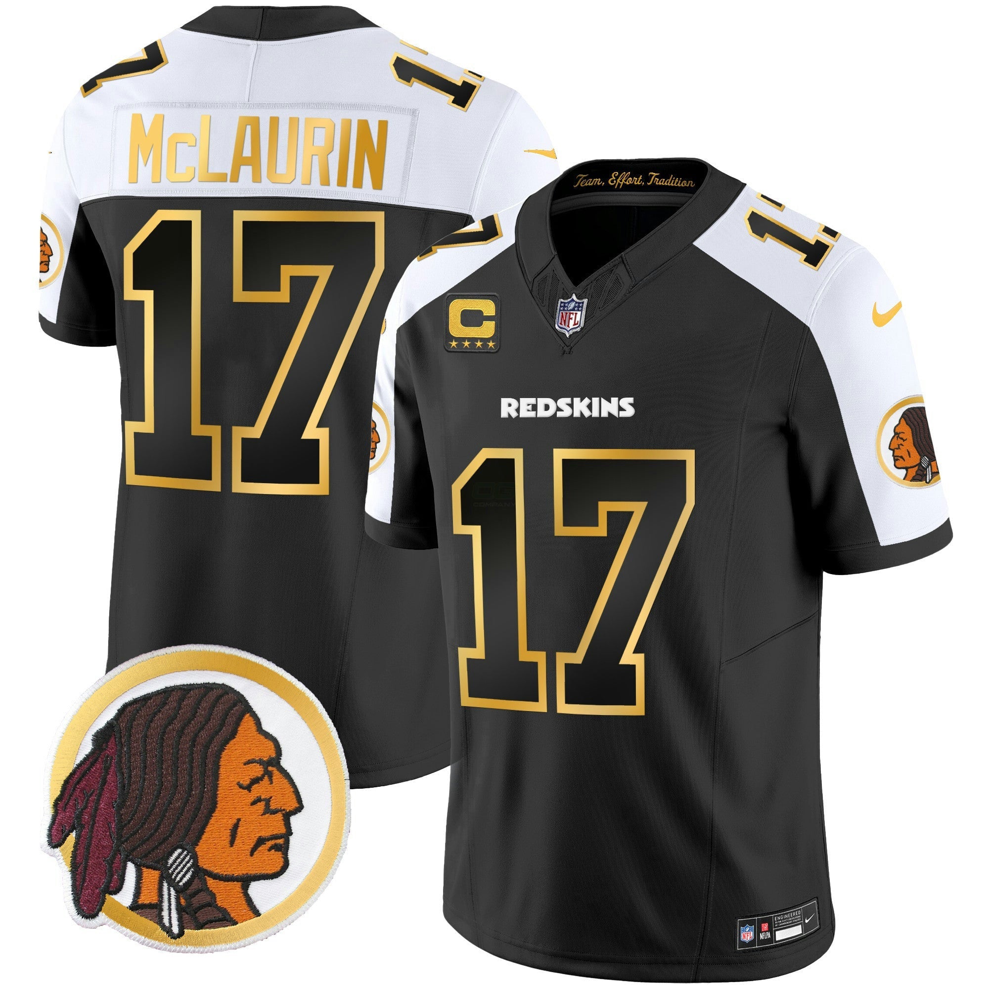 Camisa NFL Men’s Washington Redskins Throwback Vapor Dourada Trim Jersey