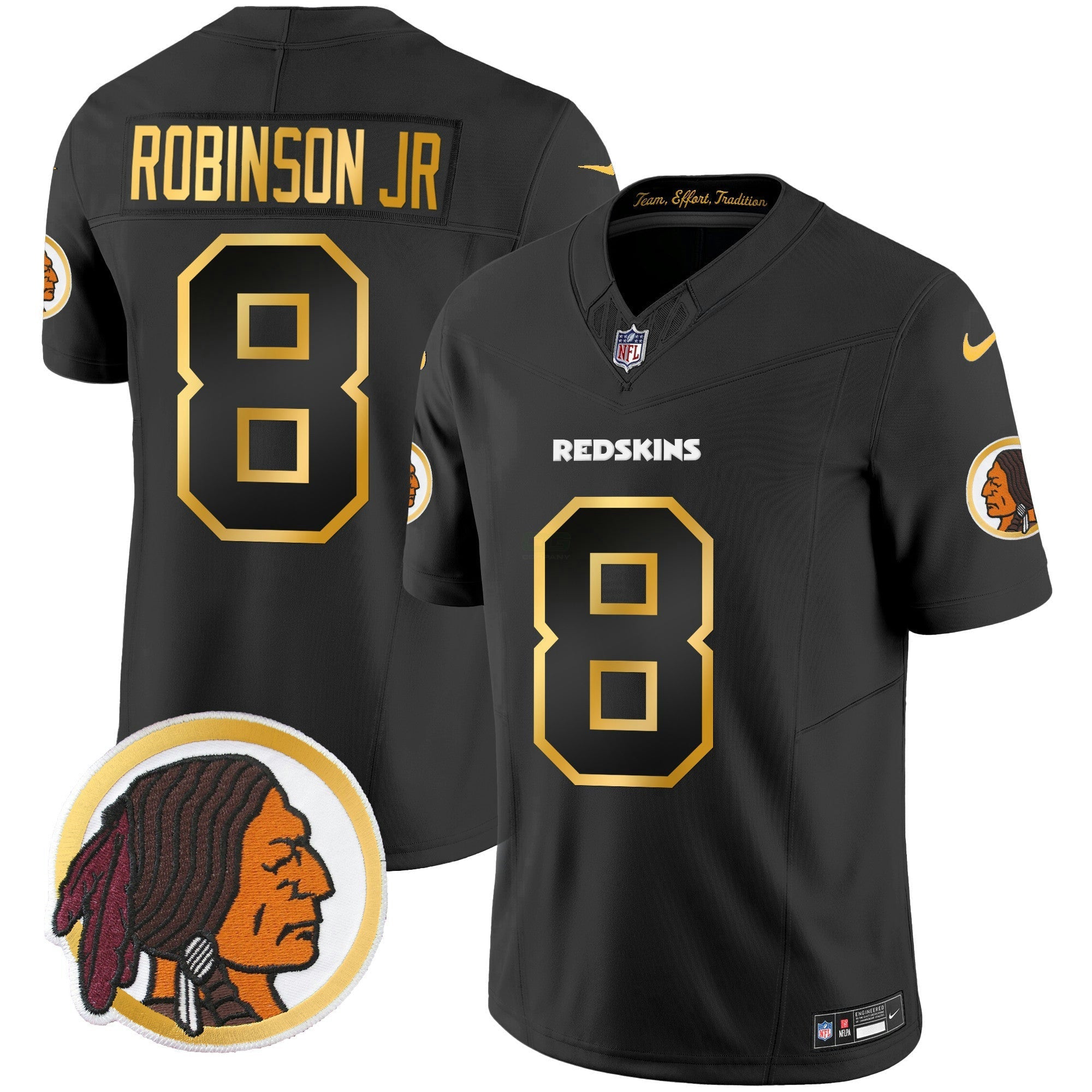 Camisa NFL Men’s Washington Redskins Throwback Vapor Dourada Trim Jersey