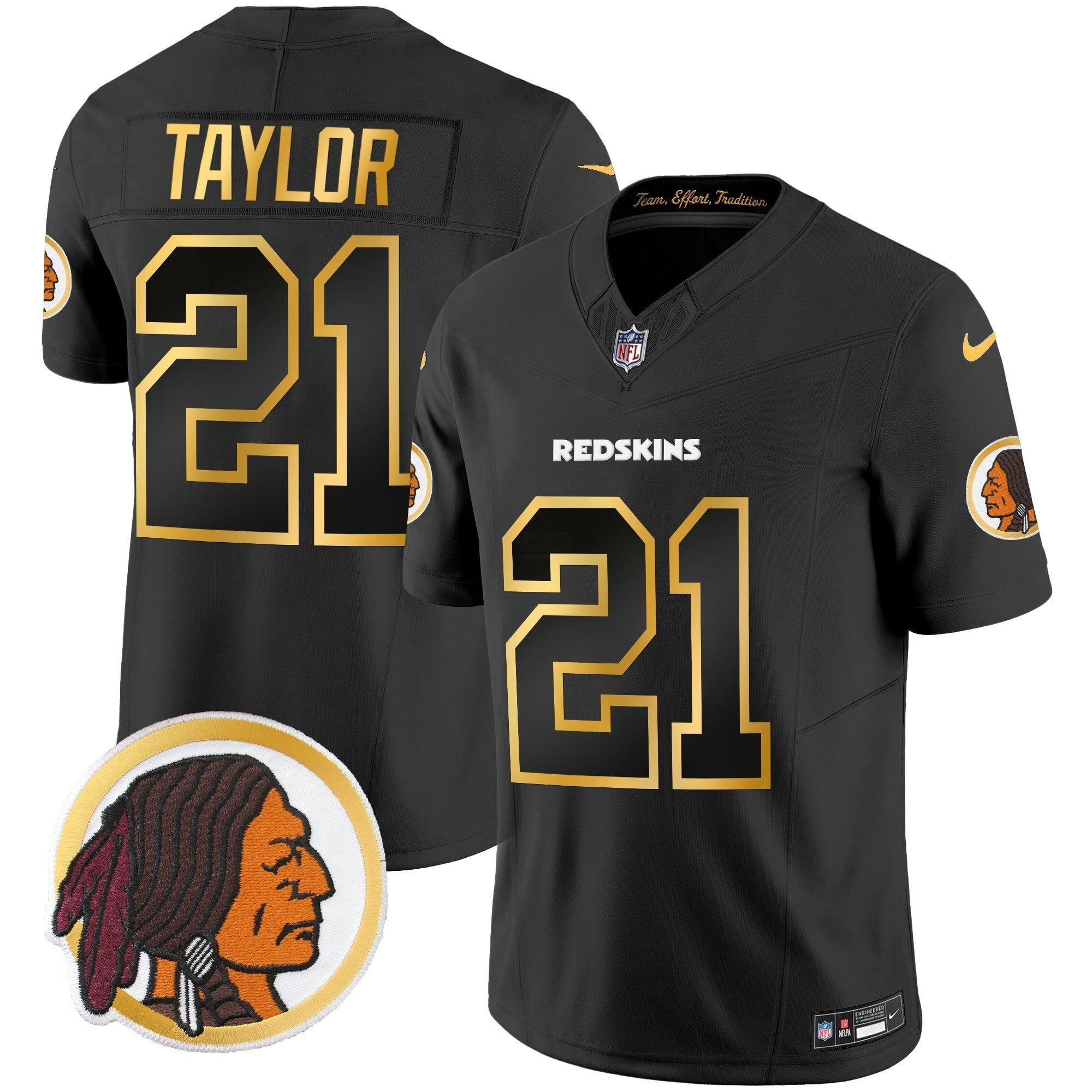 Camisa NFL Men’s Washington Redskins Throwback Vapor Dourada Trim Jersey