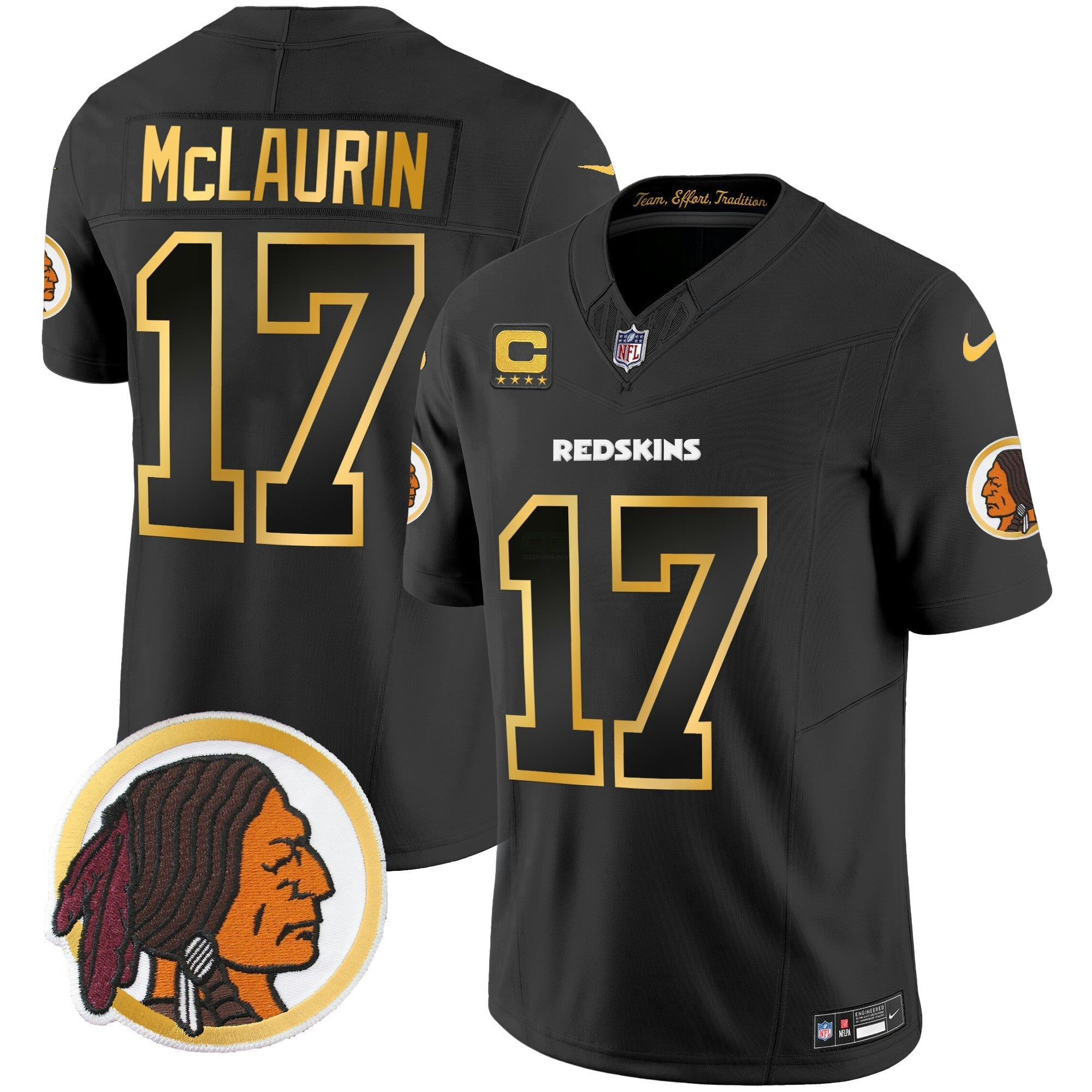 Camisa NFL Men’s Washington Redskins Throwback Vapor Dourada Trim Jersey