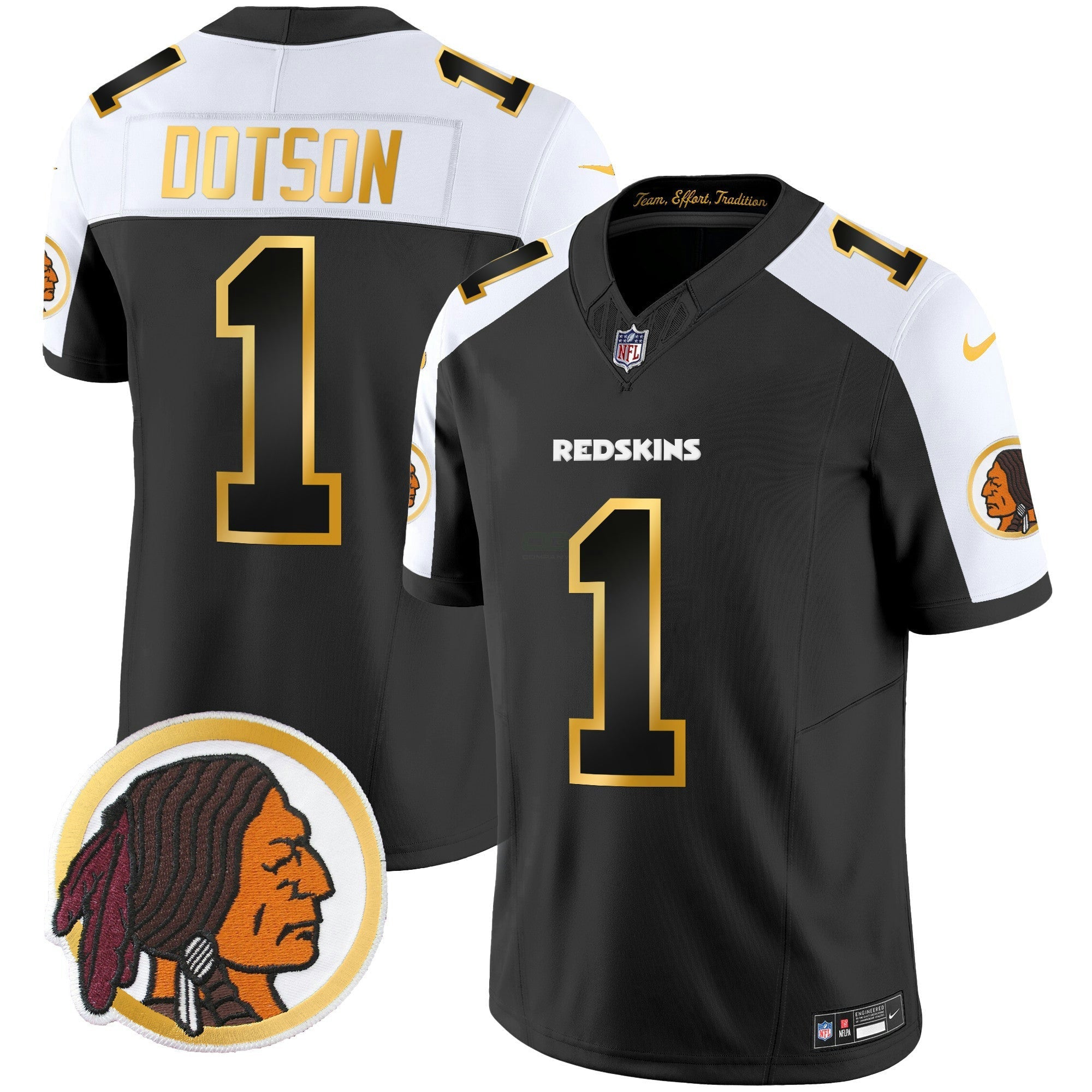 Camisa NFL Men’s Washington Redskins Throwback Vapor Dourada Trim Jersey