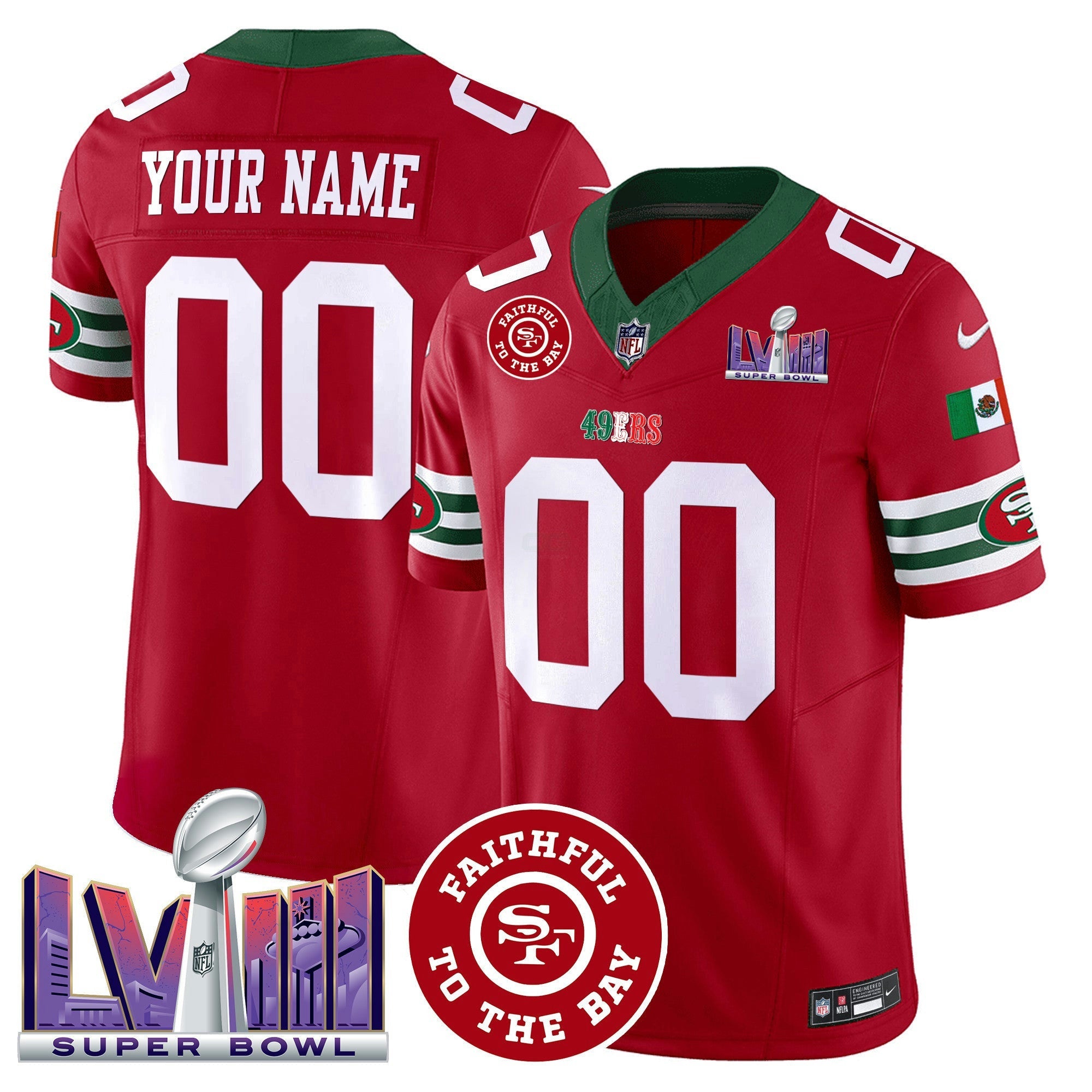 Camisa NFL Mexico Faithful & Super Bowl LVIII Patch Vapor Jersey