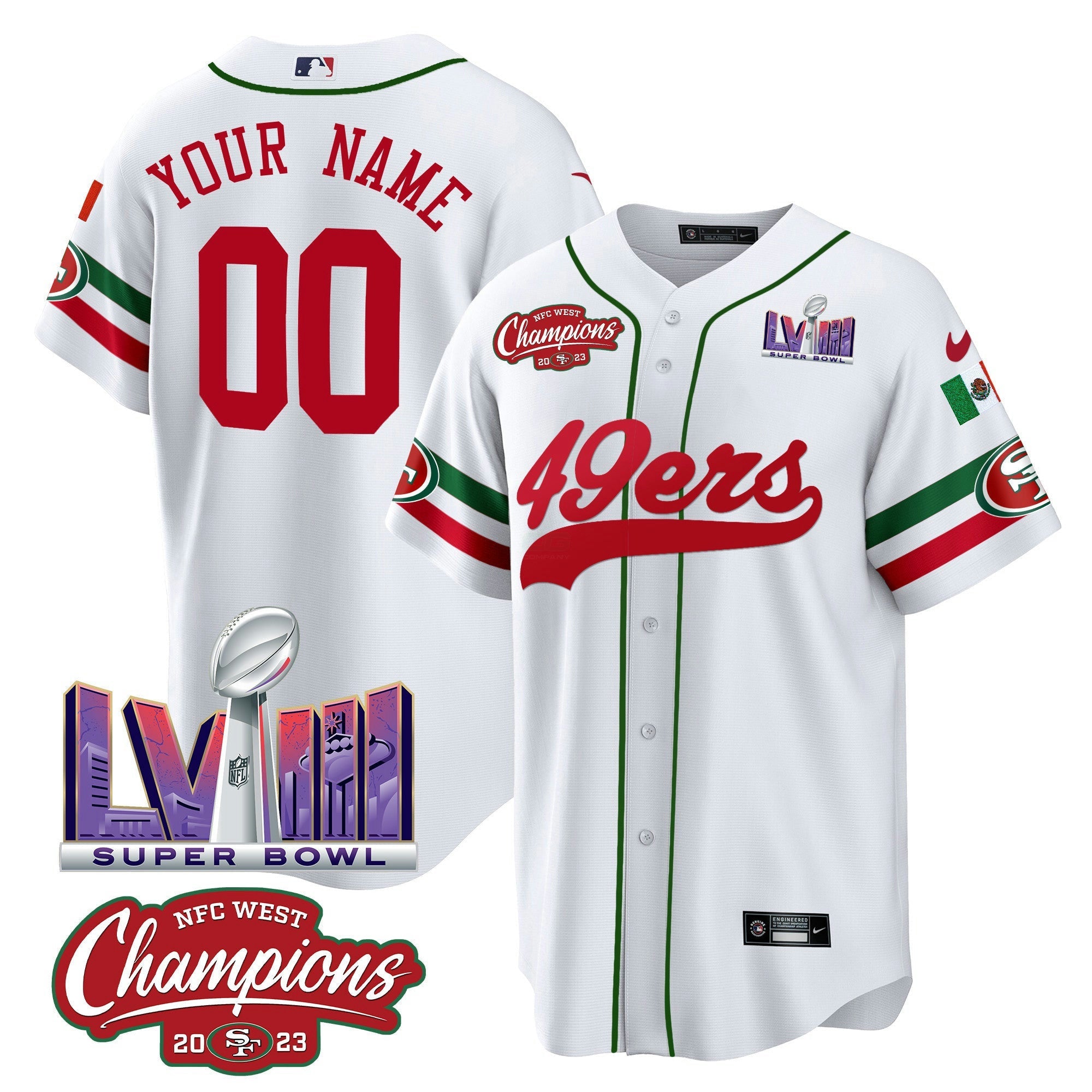 Camisa NFL Mexico NFC West Champions & Super Bowl LVIII Patch Jersey