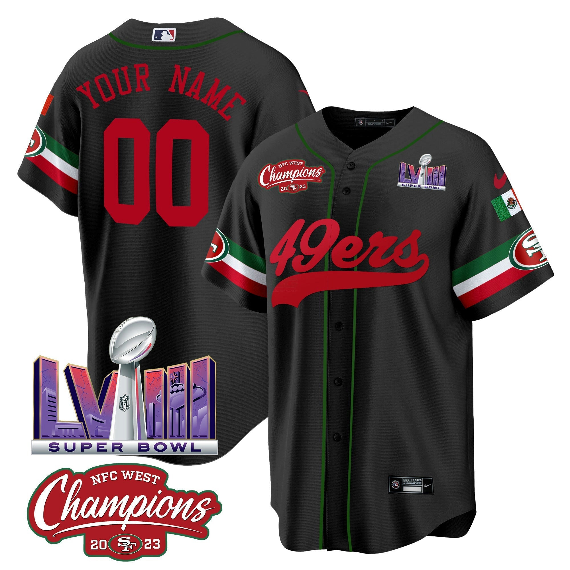 Camisa NFL Mexico NFC West Champions & Super Bowl LVIII Patch Jersey