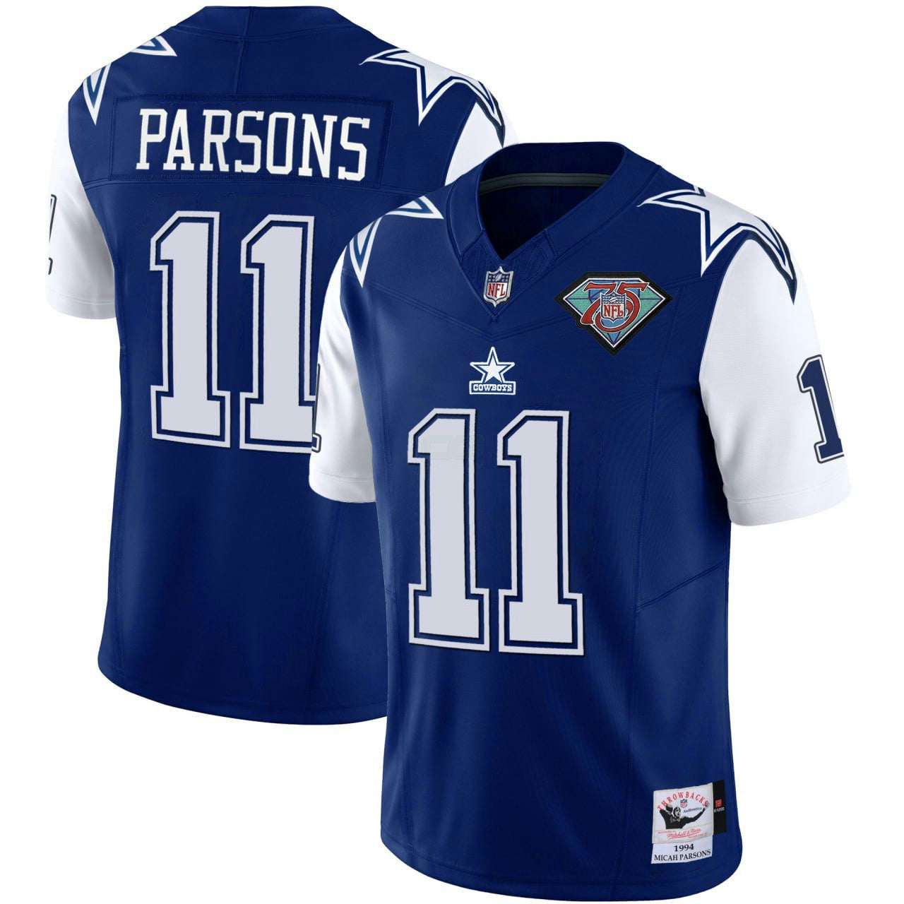 Camisa NFL Micah Parsons Dallas Navy 75th Patch Jersey - Micah Parsons