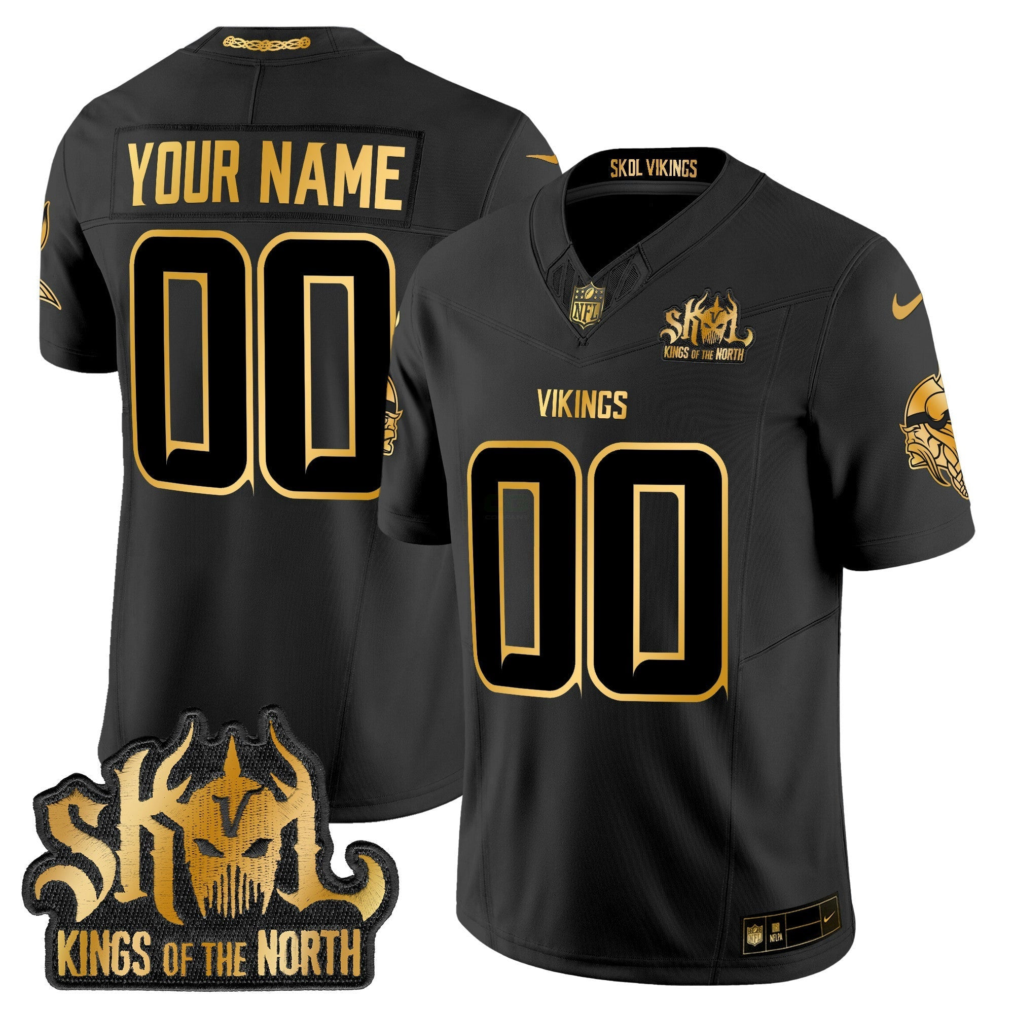 Camisa NFL Minnesota 2024 Winter Warrior Skol Patch Dourada Vapor Limited Jersey