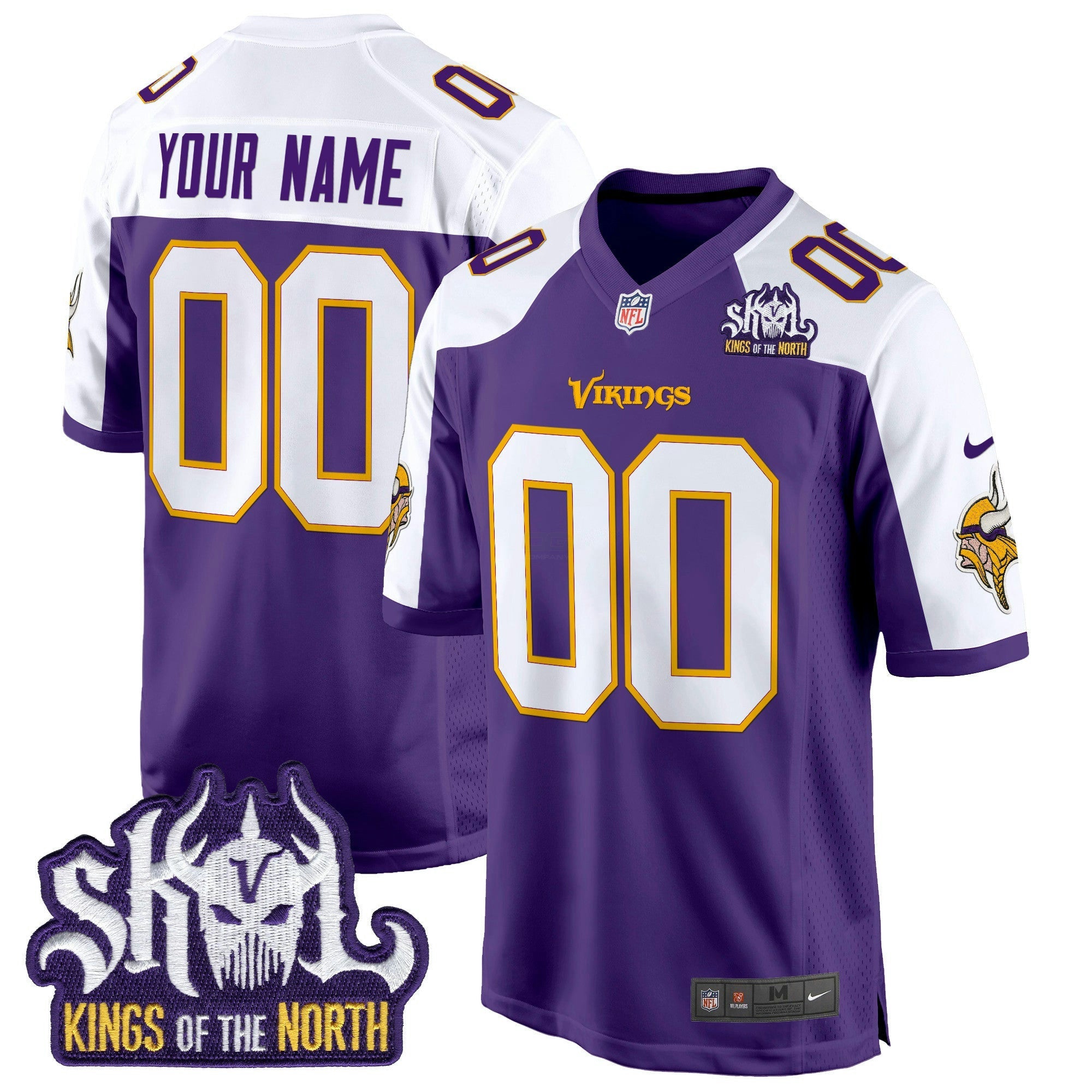 Camisa NFL Minnesota King Of The North Patch Throwback Game Jersey