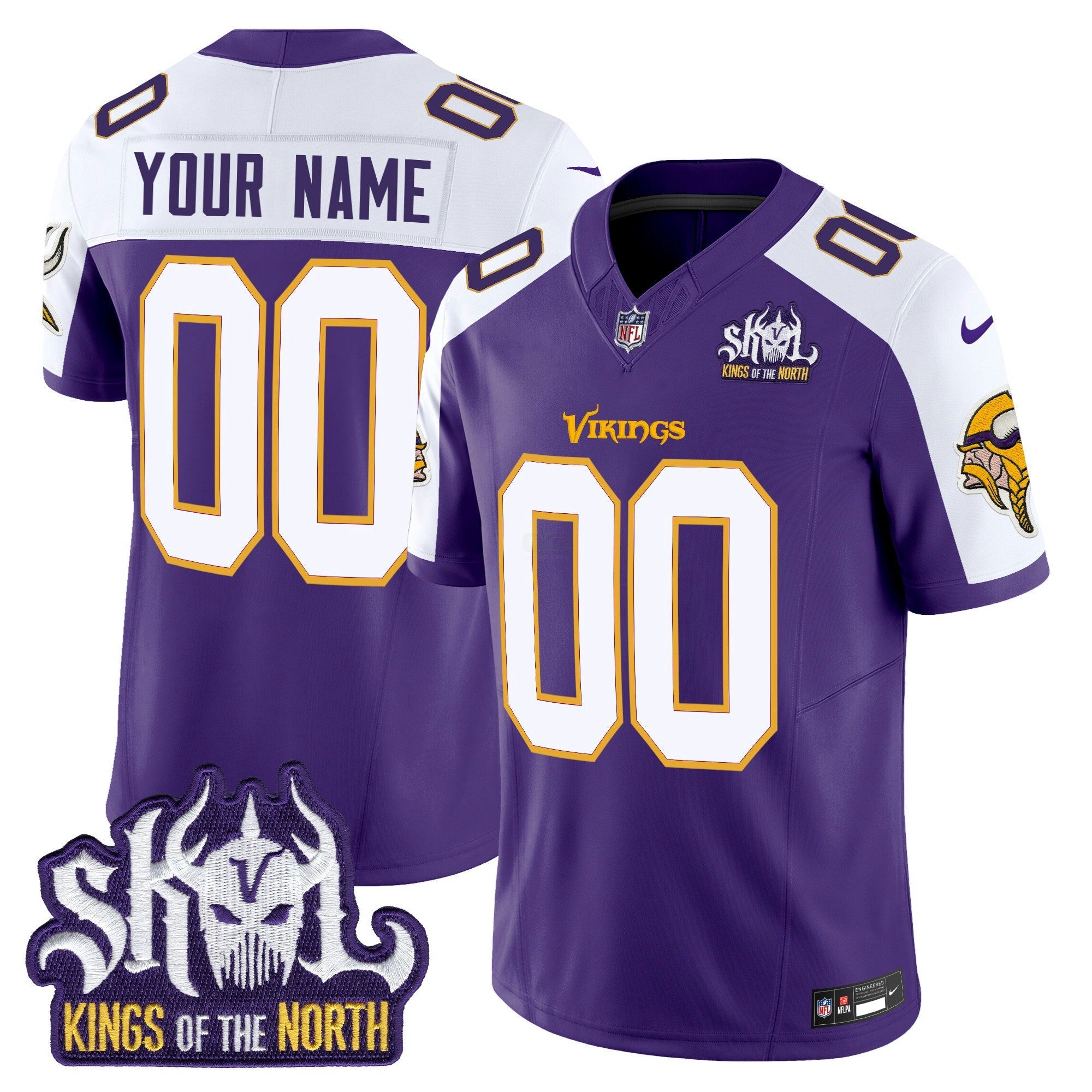 Camisa NFL Minnesota King Of The North Patch Throwback Vapor Limited Jersey V2