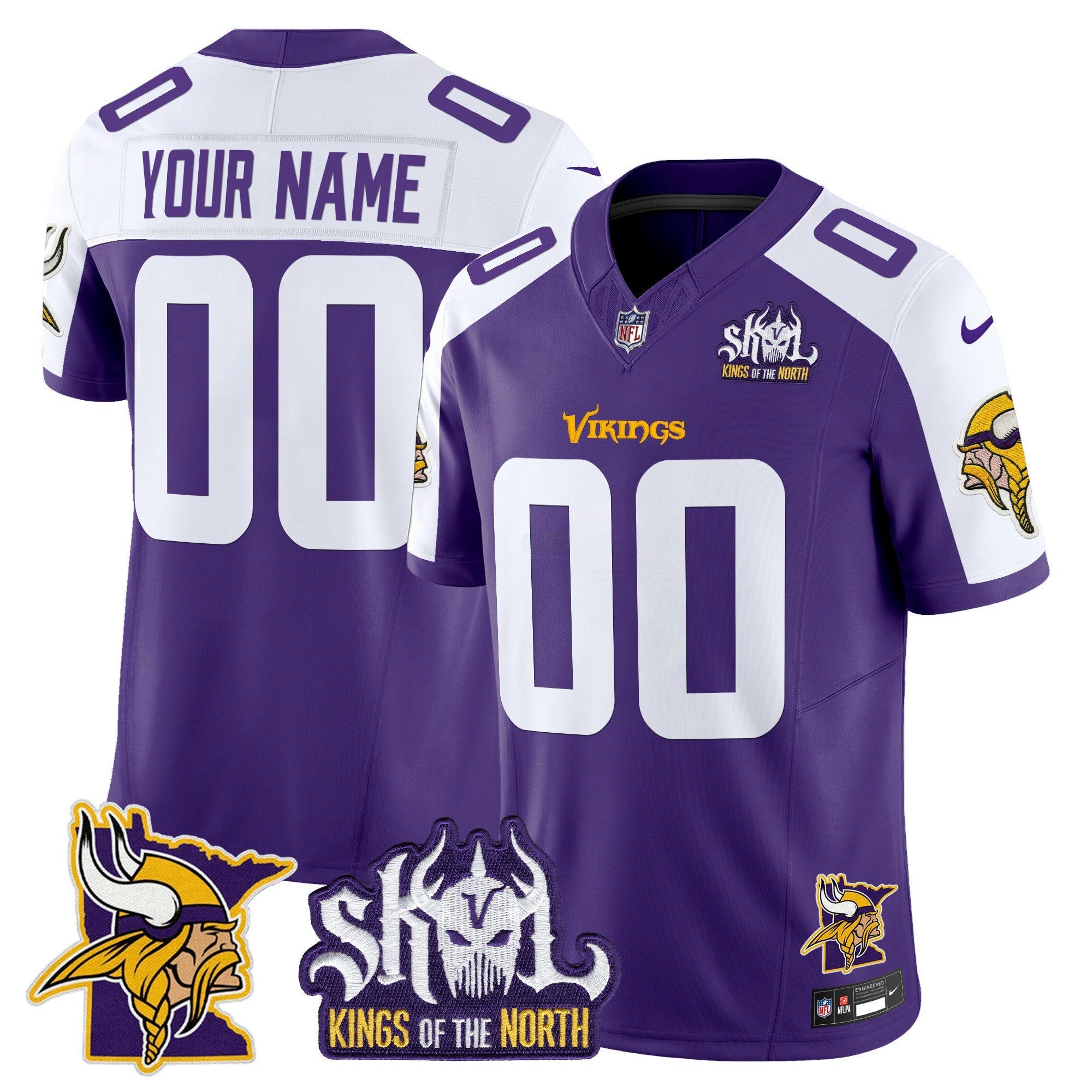 Camisa NFL Minnesota Kings Of The North Patch Vapor Limited Jersey V3
